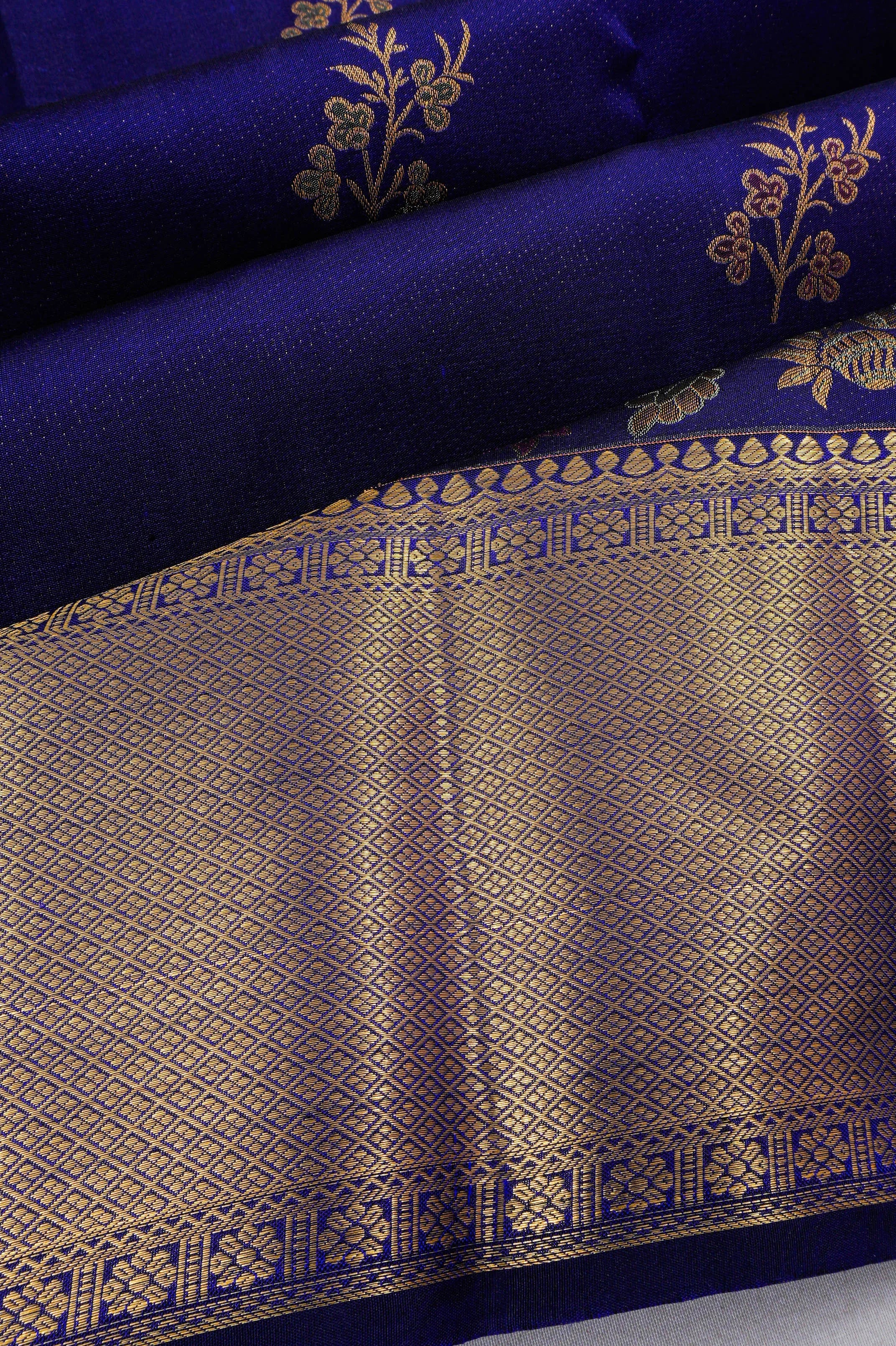 Kanchipuram Silk Butta Dark Blue Saree