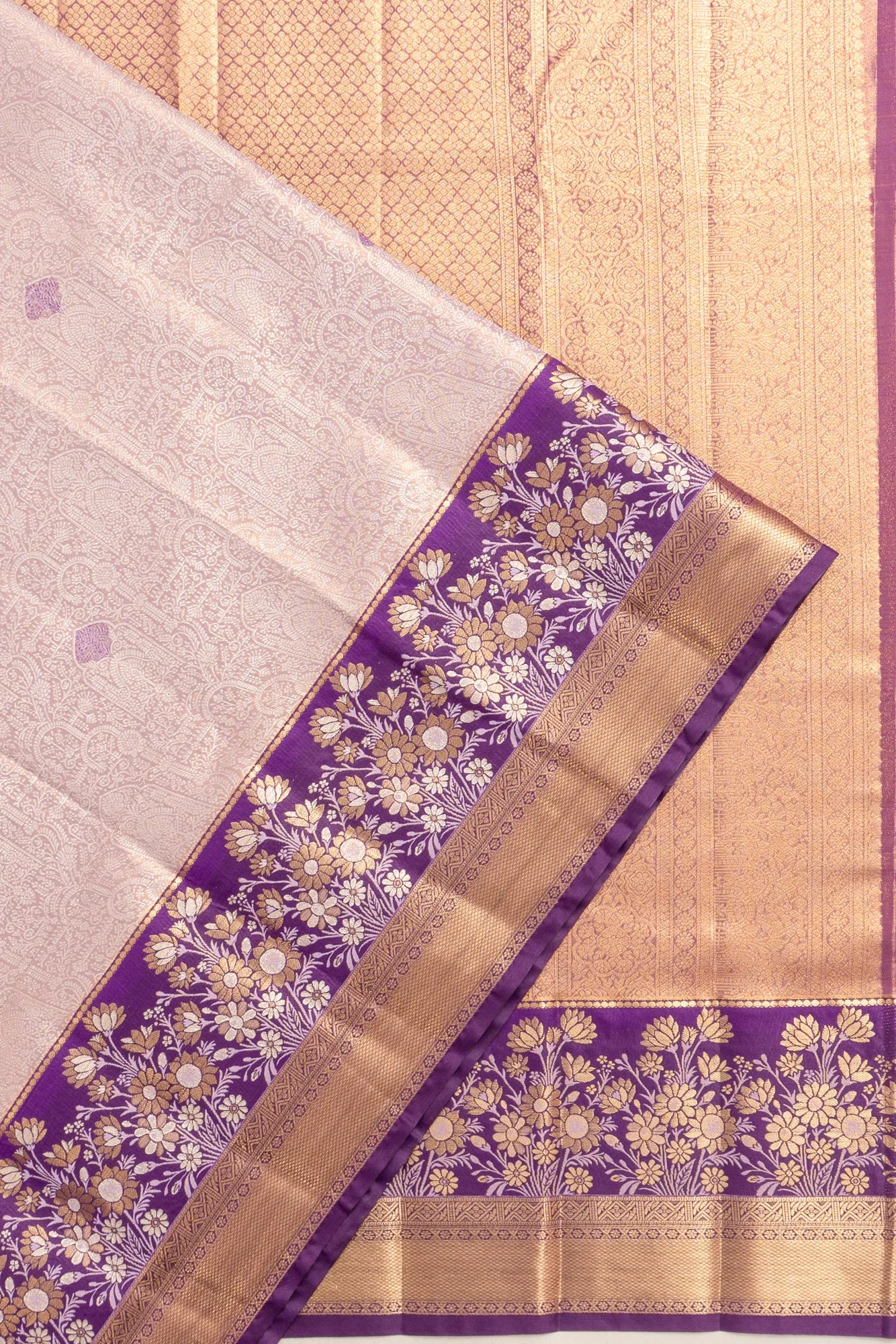 Taranga Kanchi Silk Tissue Brocade Lavender Saree