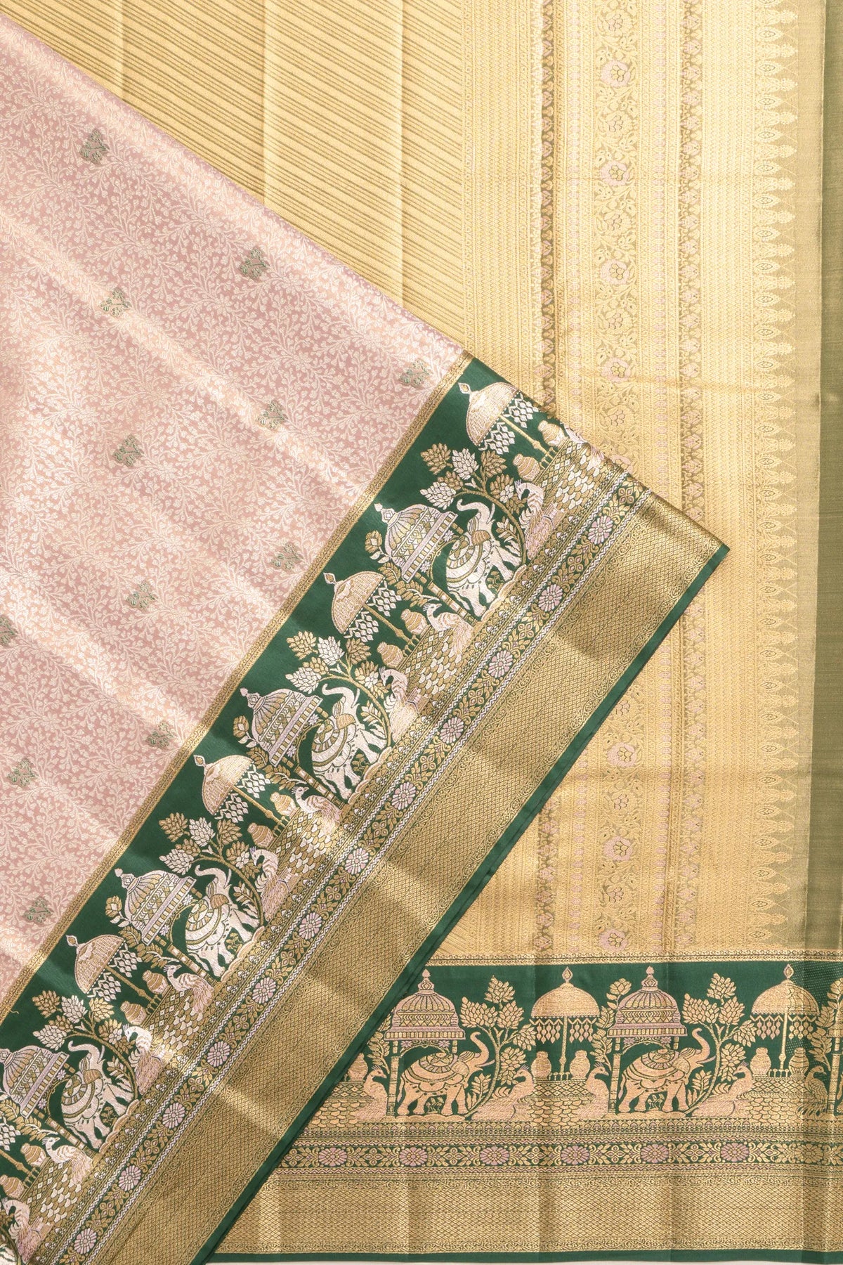 Taranga Kanchi Silk Tissue Brocade Baby Pink Saree