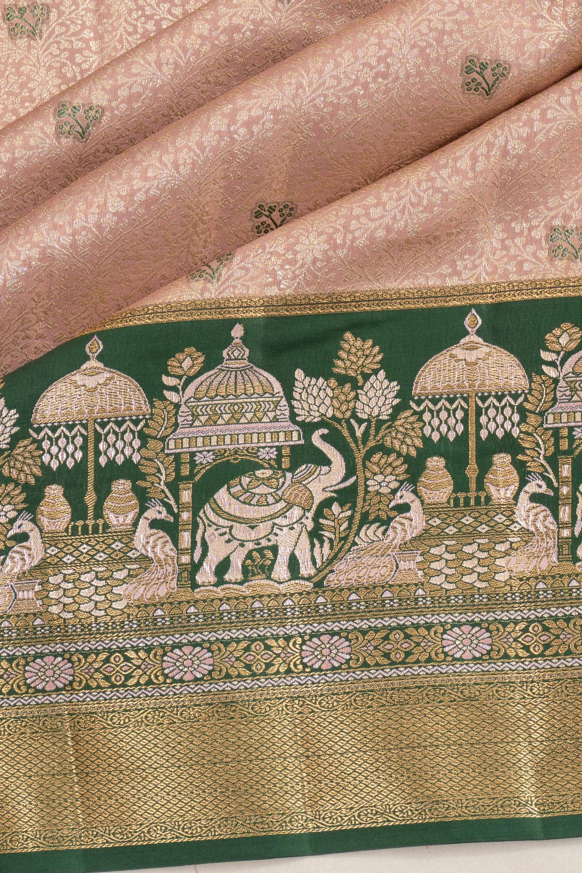 Taranga Kanchi Silk Tissue Brocade Baby Pink Saree