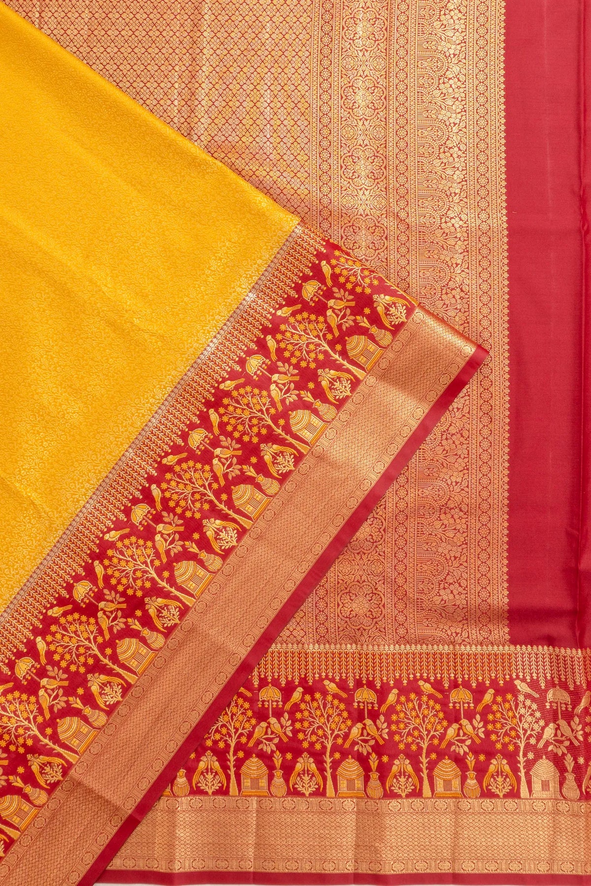 Taranga Kanchi Silk Brocade Yellow Saree