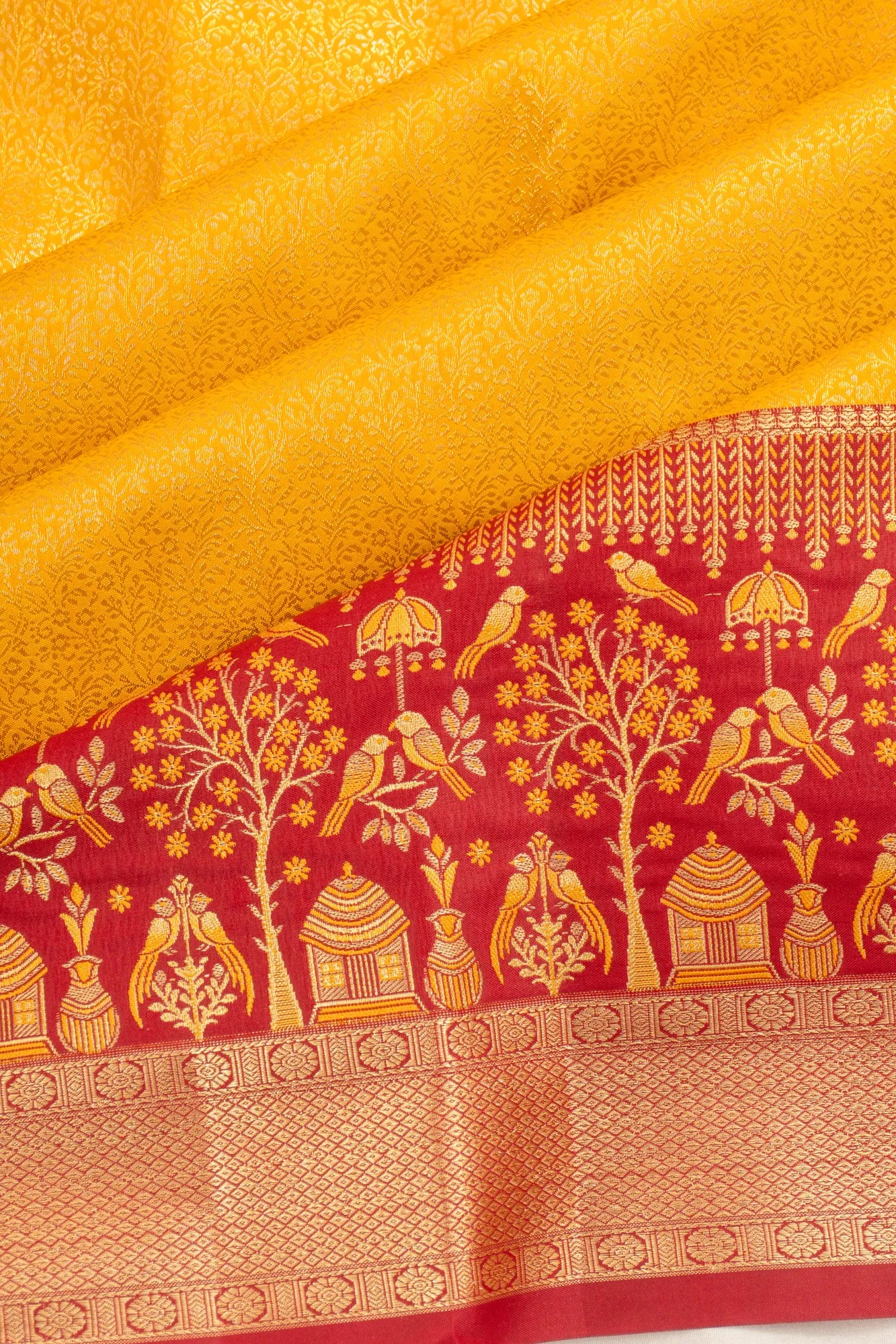 Taranga Kanchi Silk Brocade Yellow Saree