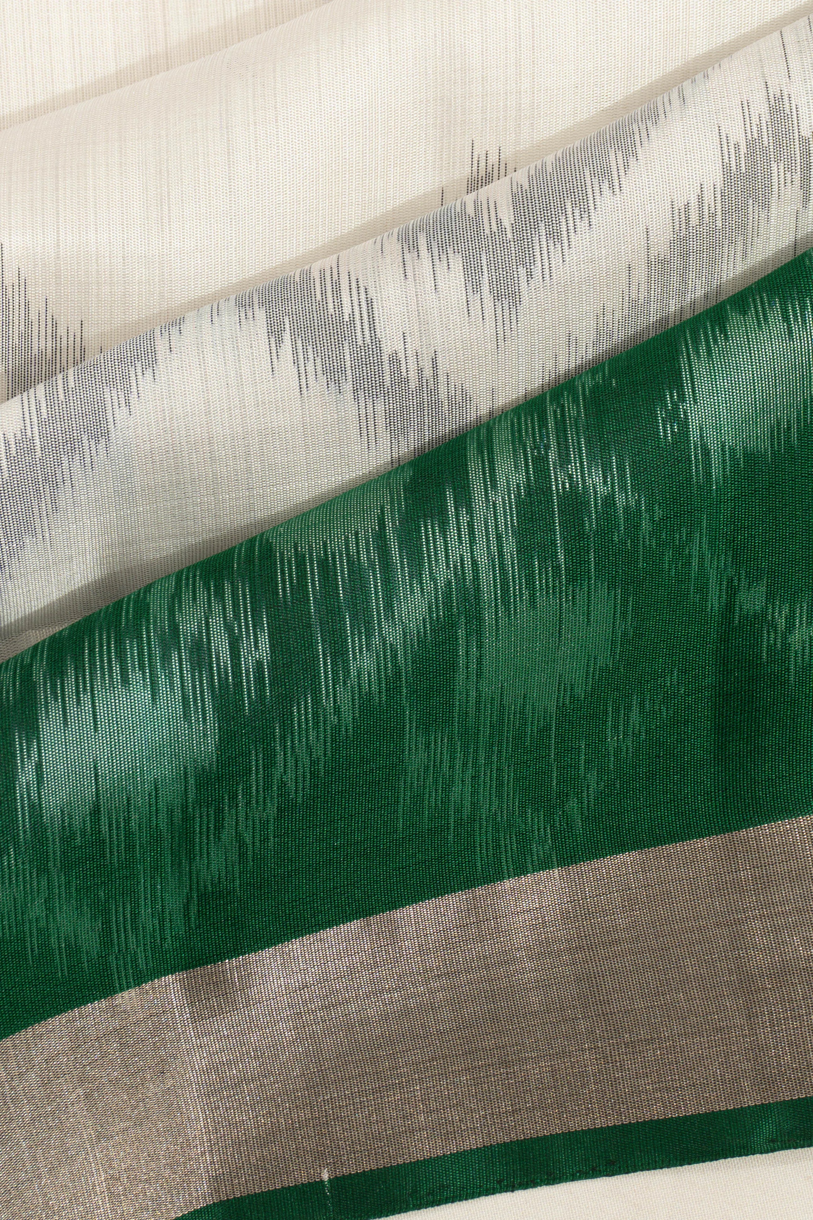 Coimbatore Soft Silk Ikat Inspired Cream Saree