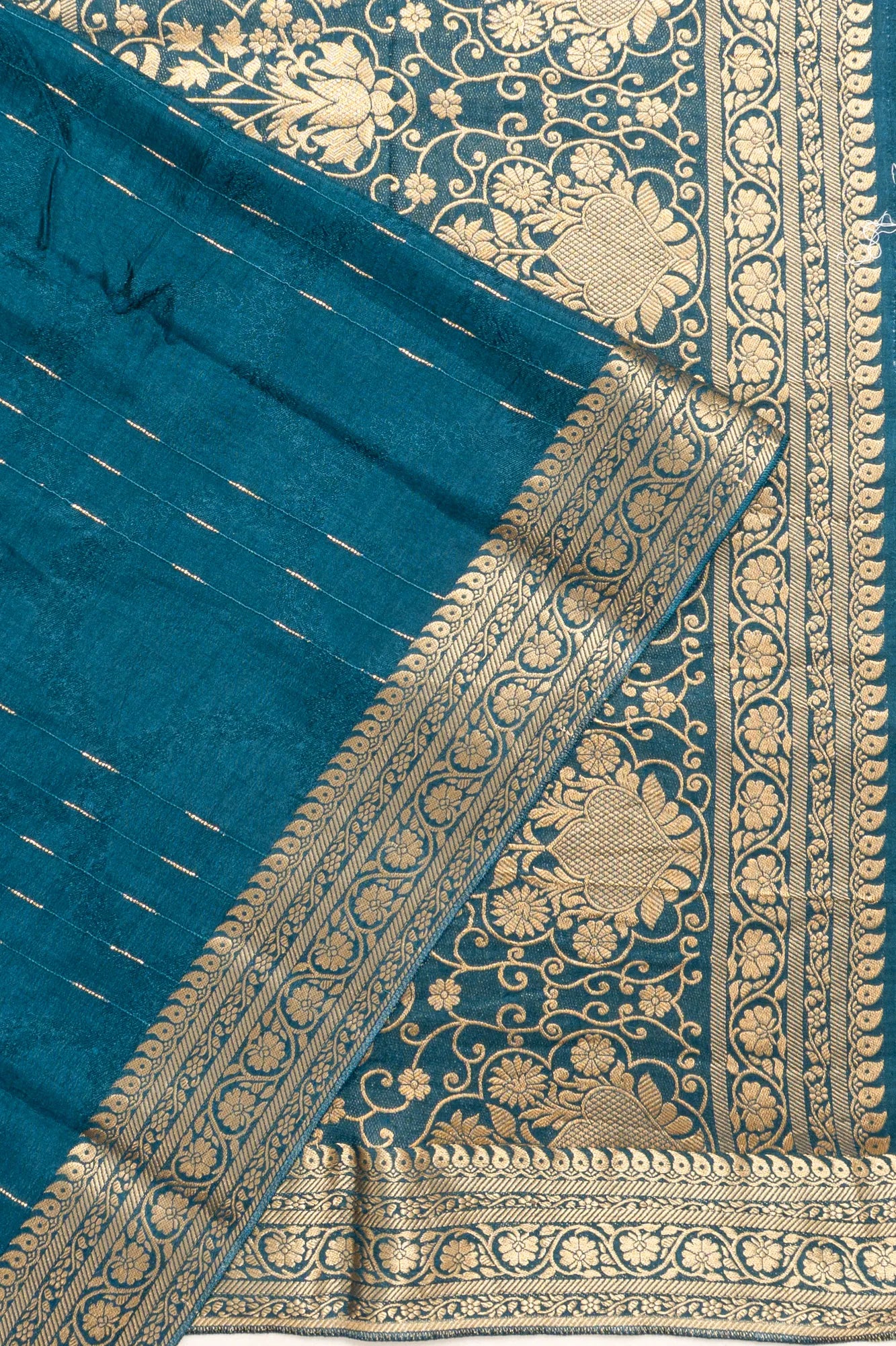 Dola Silk Jacquard And Lines Teal Blue Saree