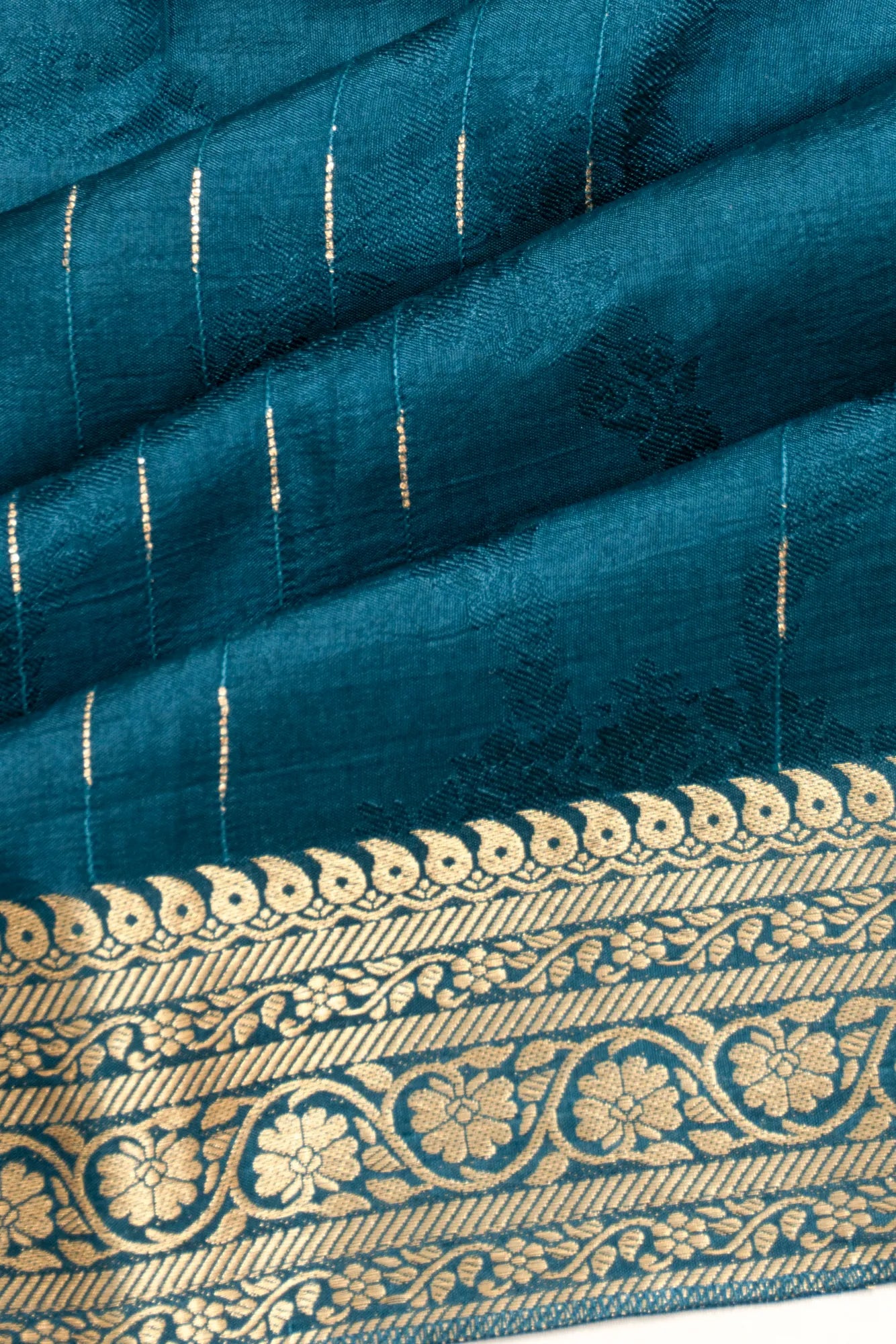 Dola Silk Jacquard And Lines Teal Blue Saree