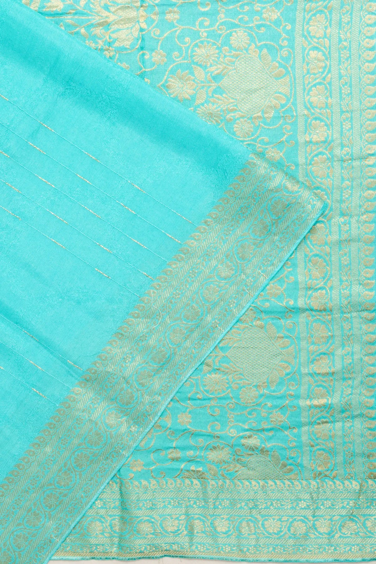 Dola Silk Jacquard And Lines Sea Blue Saree