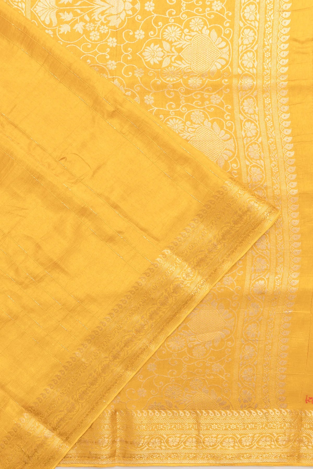 Dola Silk Jacquard And Lines Yellow Saree