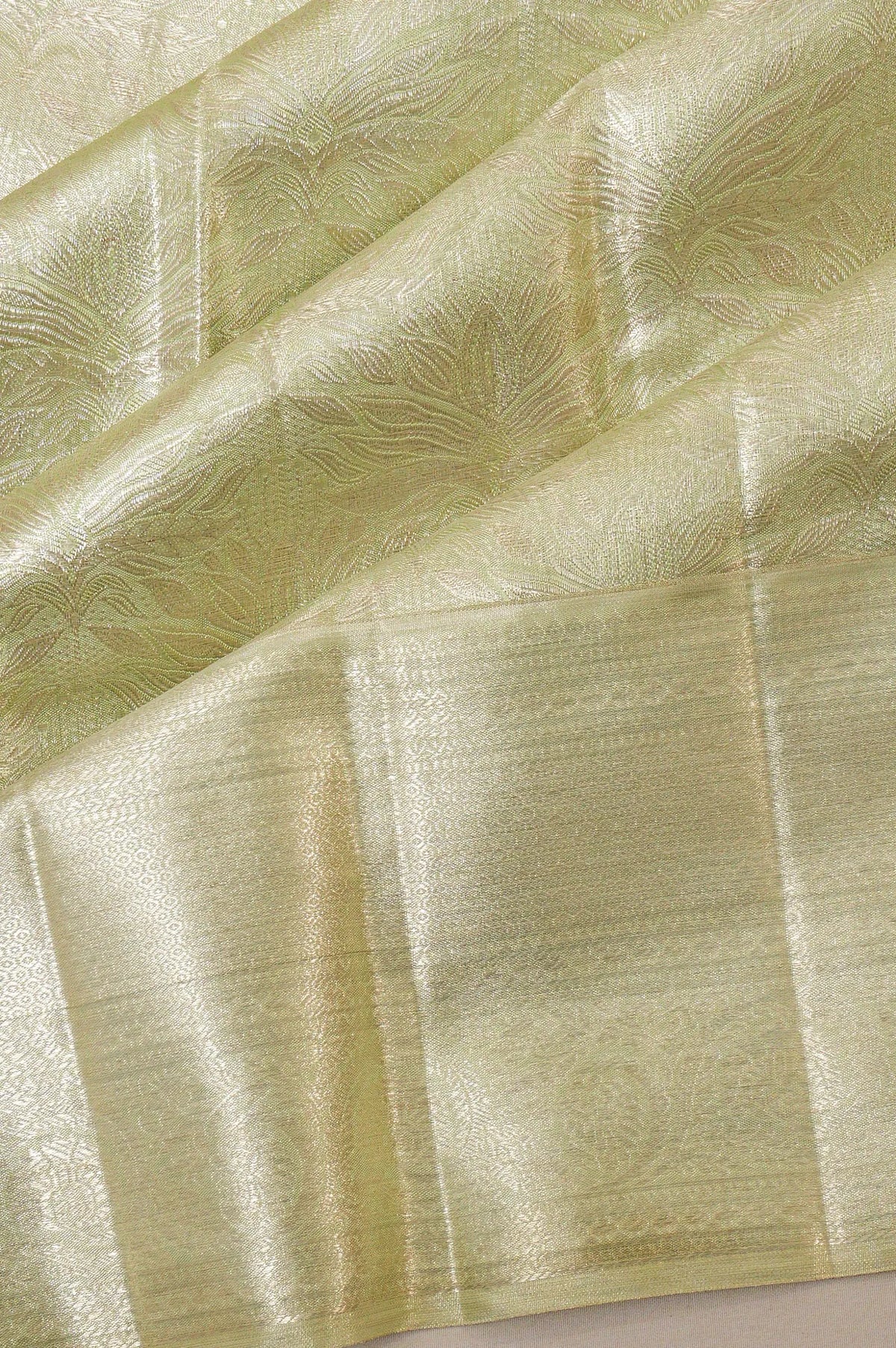 Kanchipuram Silk Tissue Brocade Pista Green Saree
