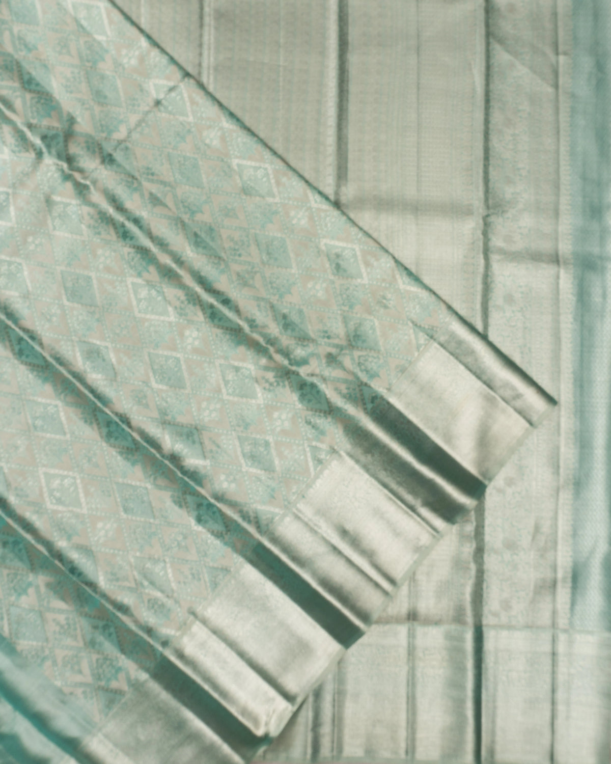 Kanchipuram Silk Tissue Brocade Sea Blue Saree