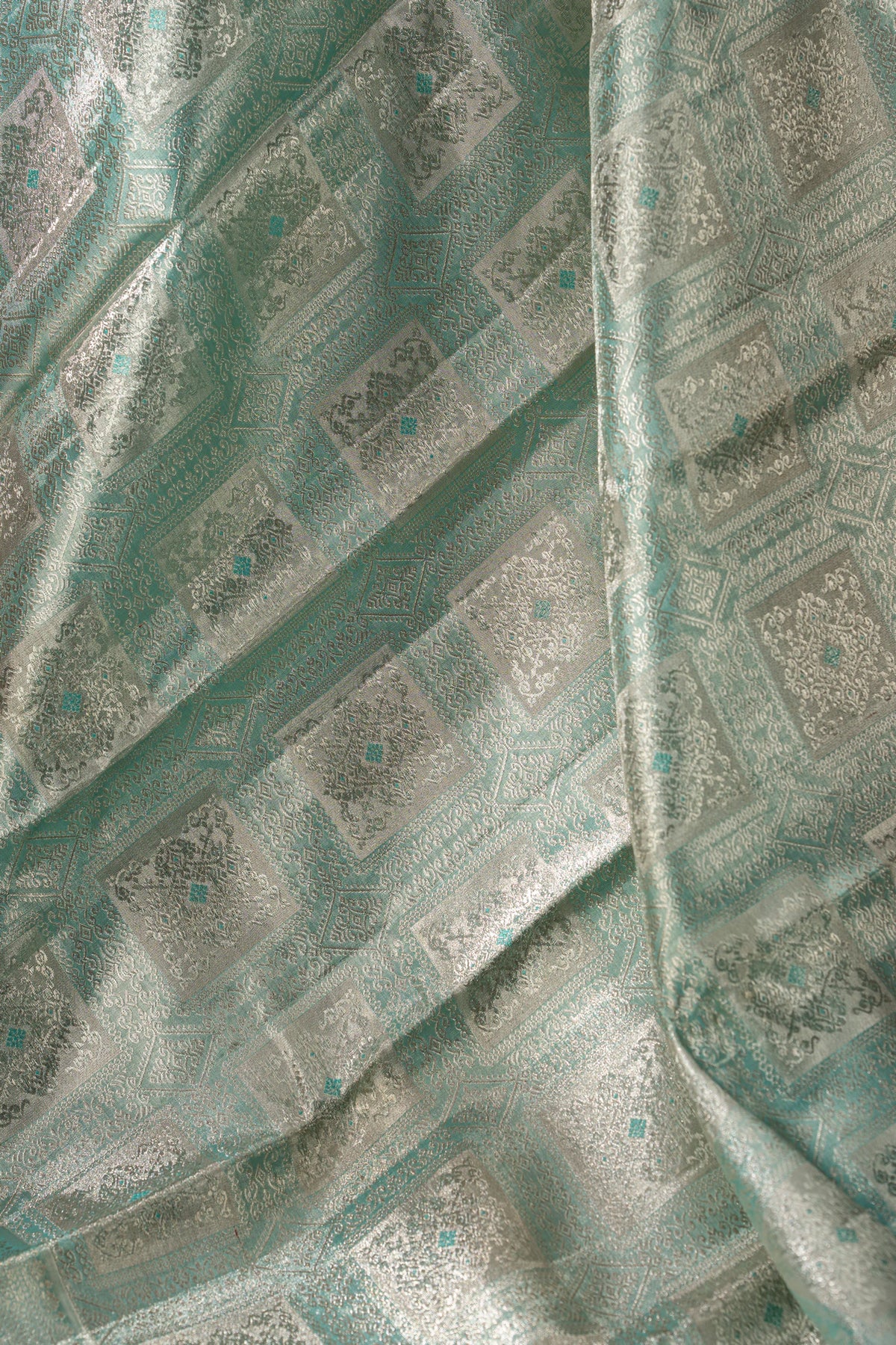 Kanchipuram Silk Tissue Brocade Sea Blue Saree