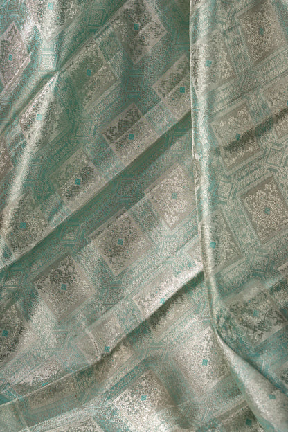 Kanchipuram Silk Tissue Brocade Sea Blue Saree