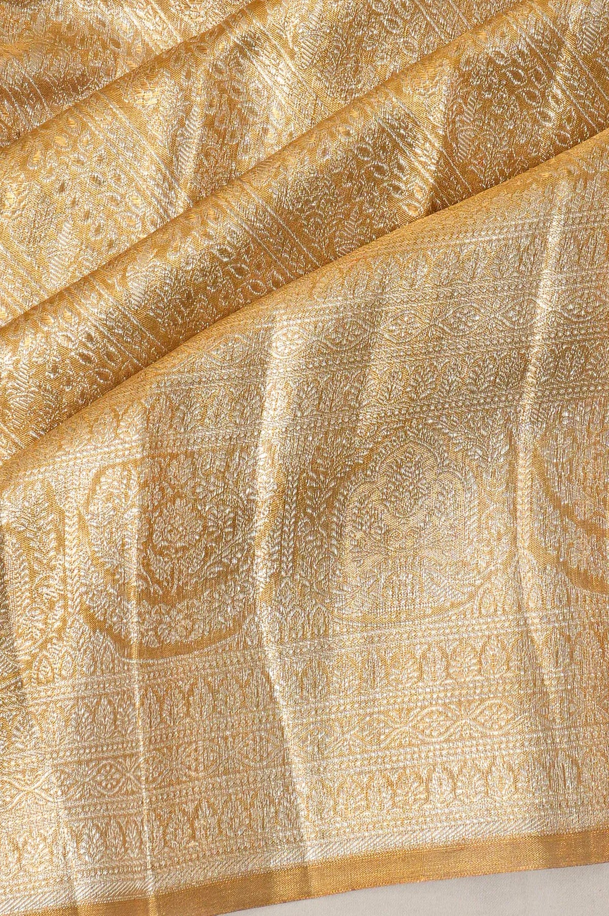 Kanchipuram Silk Tissue Brocade Gold Saree