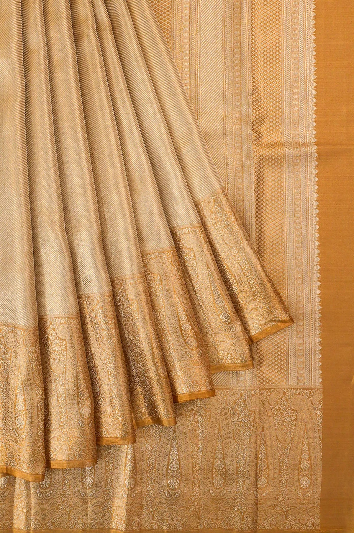 Kanchipuram Silk Tissue Brocade Gold Saree