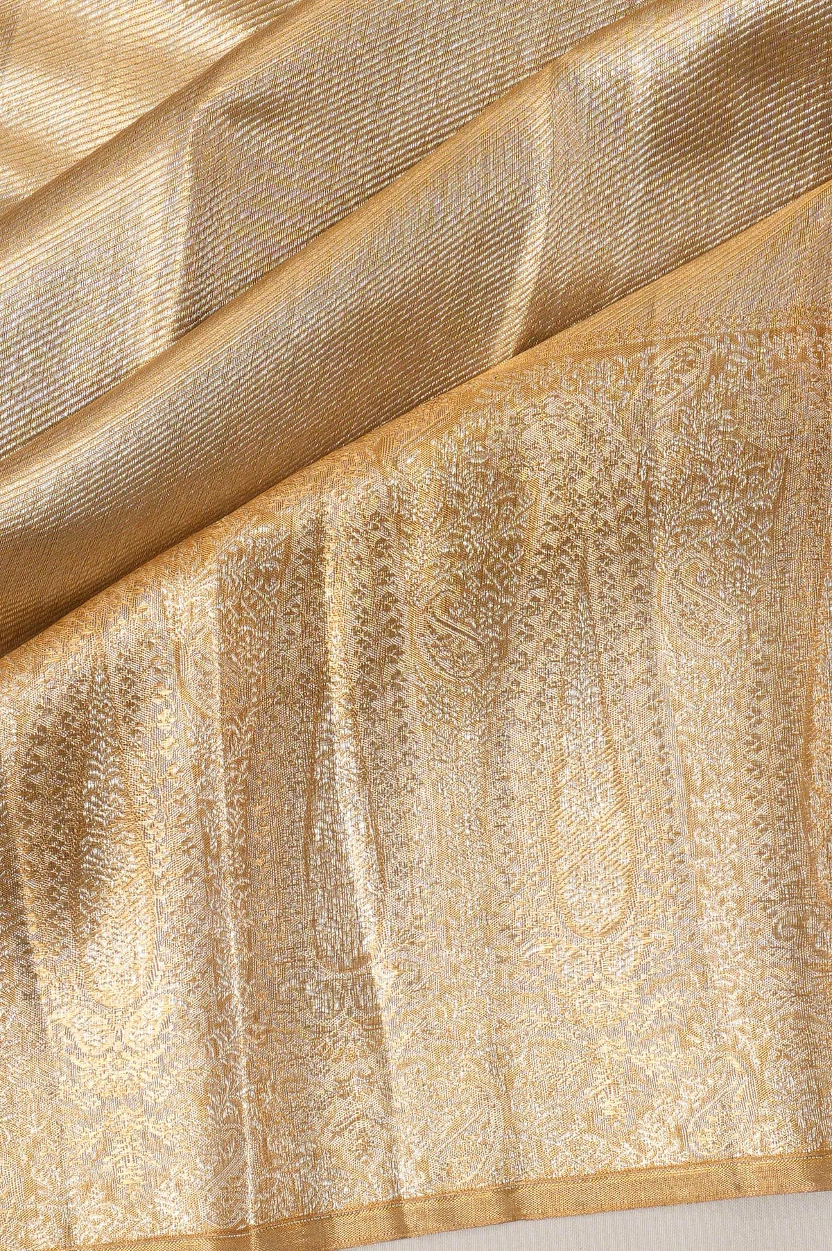 Kanchipuram Silk Tissue Brocade Gold Saree