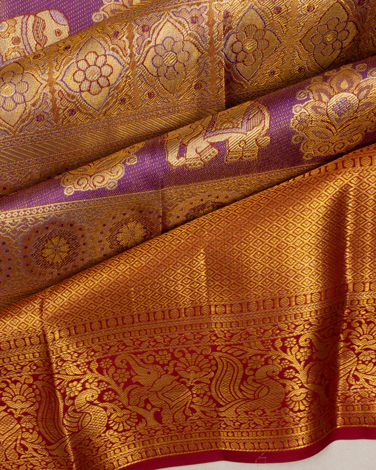 Taranga Kanchi Silk Tissue Brocade Violet Saree