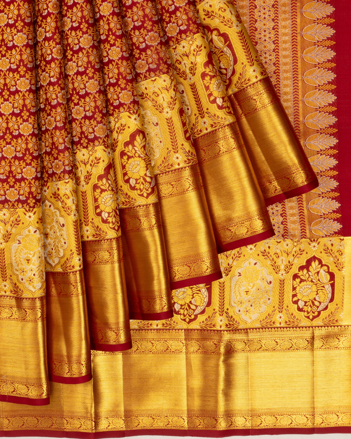 Kanchipuram Silk Brocade Maroon Saree