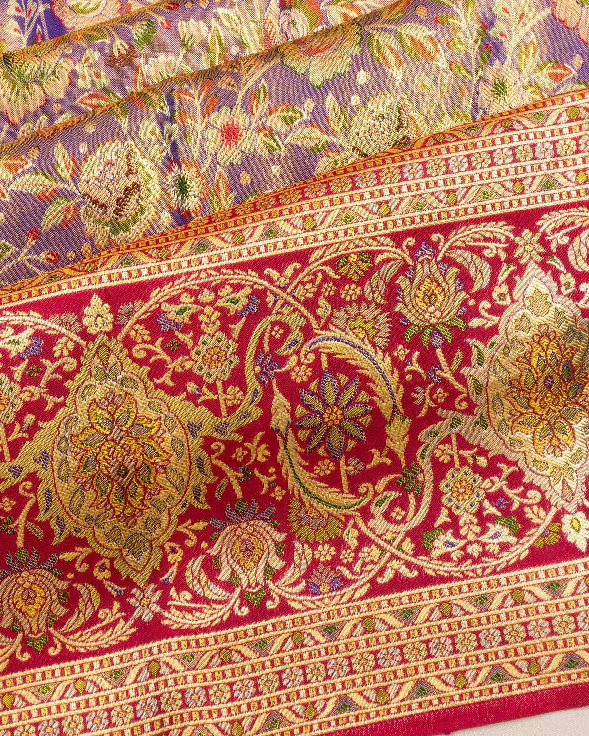 Kanchipuram Silk Tissue Brocade Violet Saree