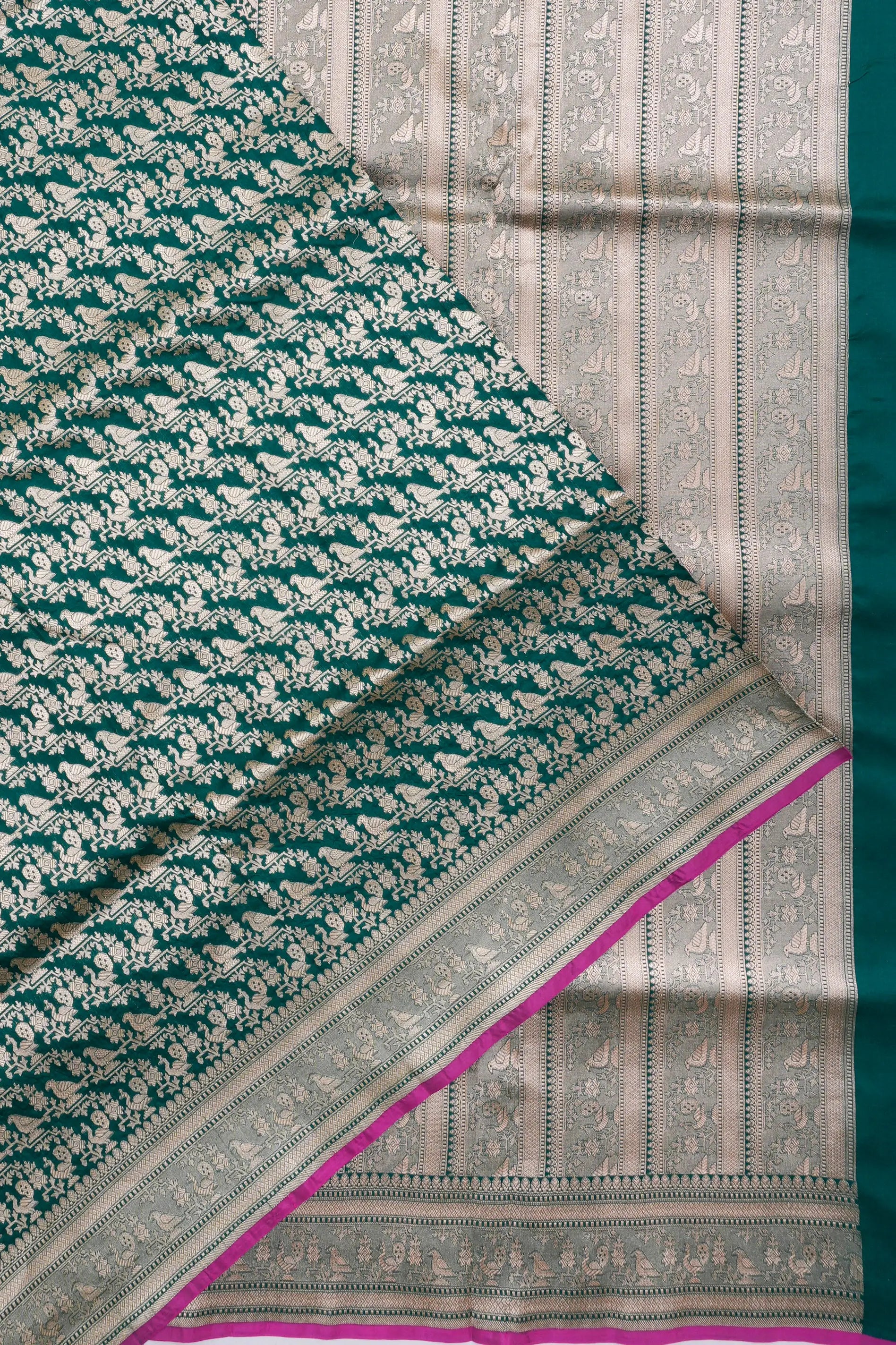 Vaanya Banaras Silk Brocade Green Saree