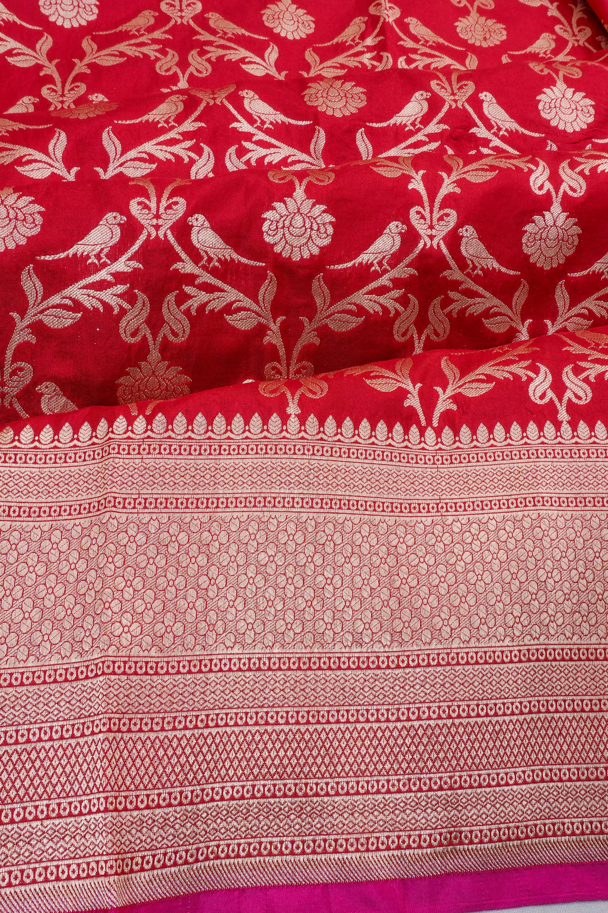Vaanya Banaras Silk Jaal Red Saree