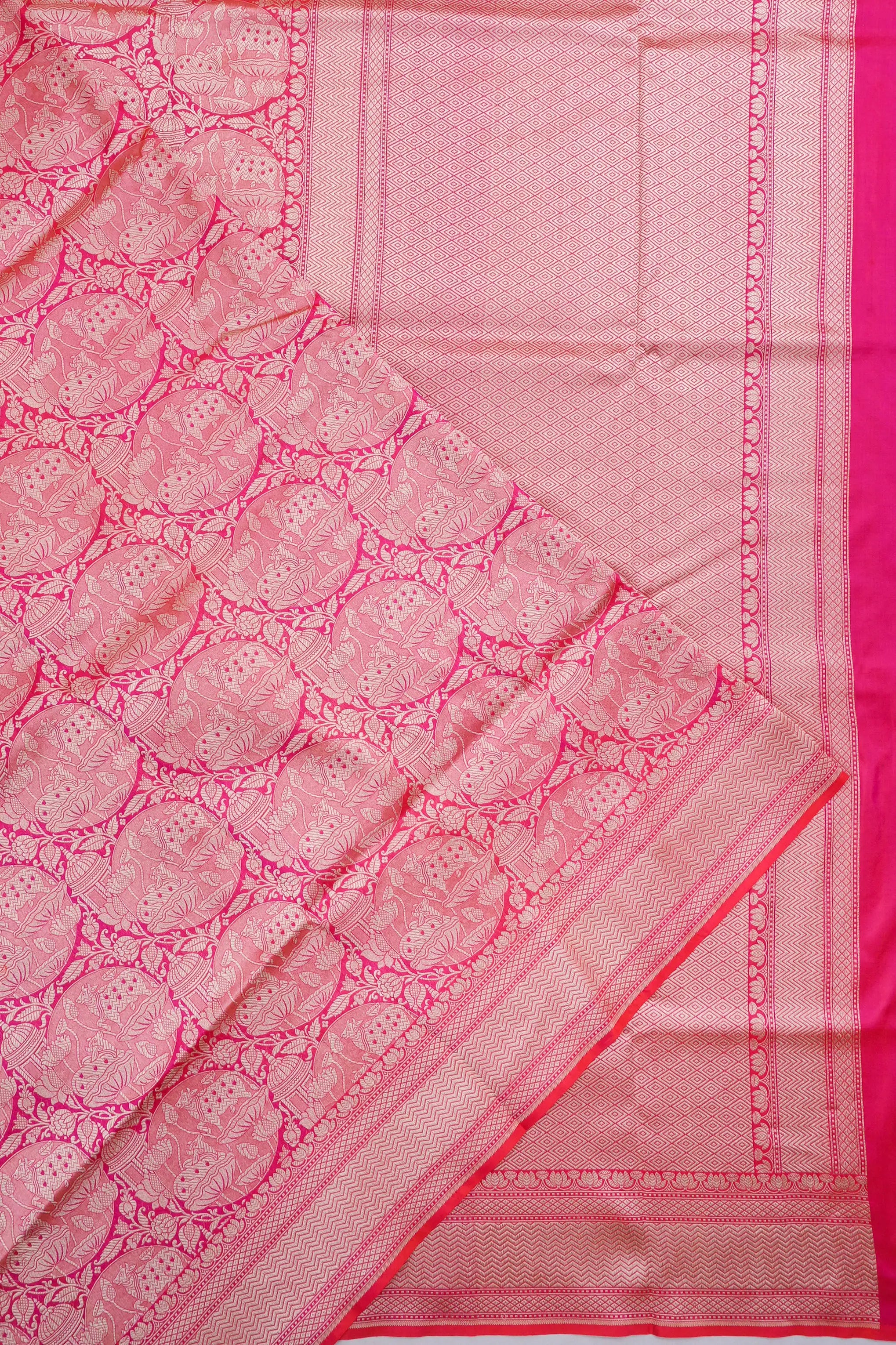 Vaanya Banaras Silk Brocade Red Saree With Pichwai Motifs