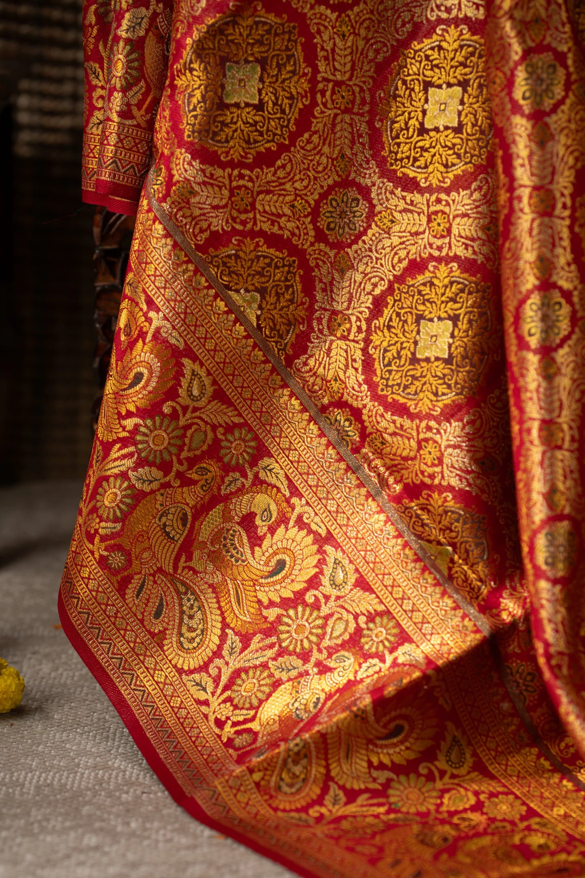Kanchipuram Silk Brocade Red Saree