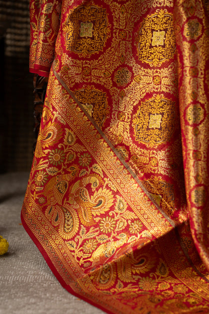 Kanchipuram Silk Brocade Red Saree