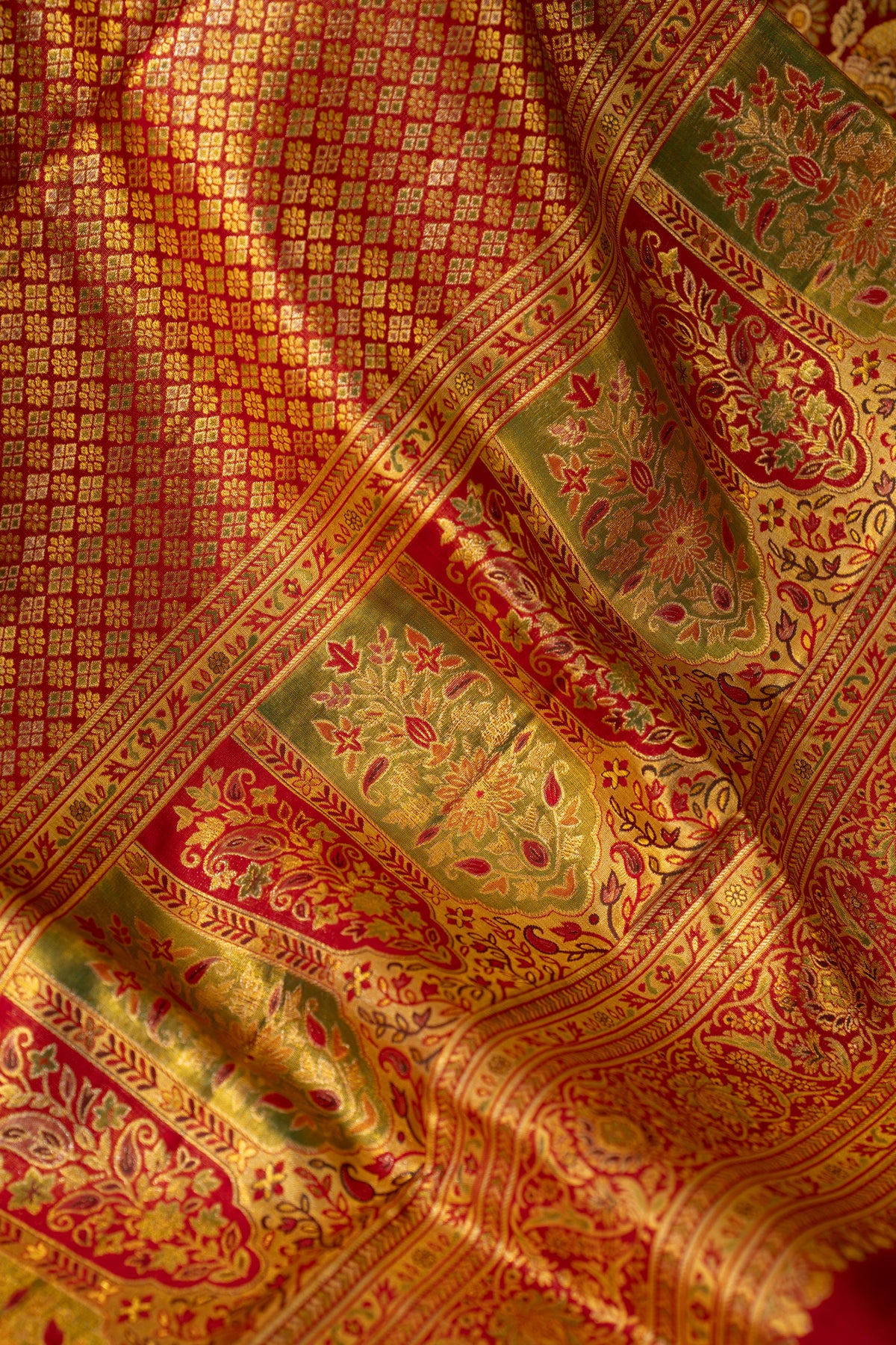 Kanchipuram Silk Brocade Red Saree