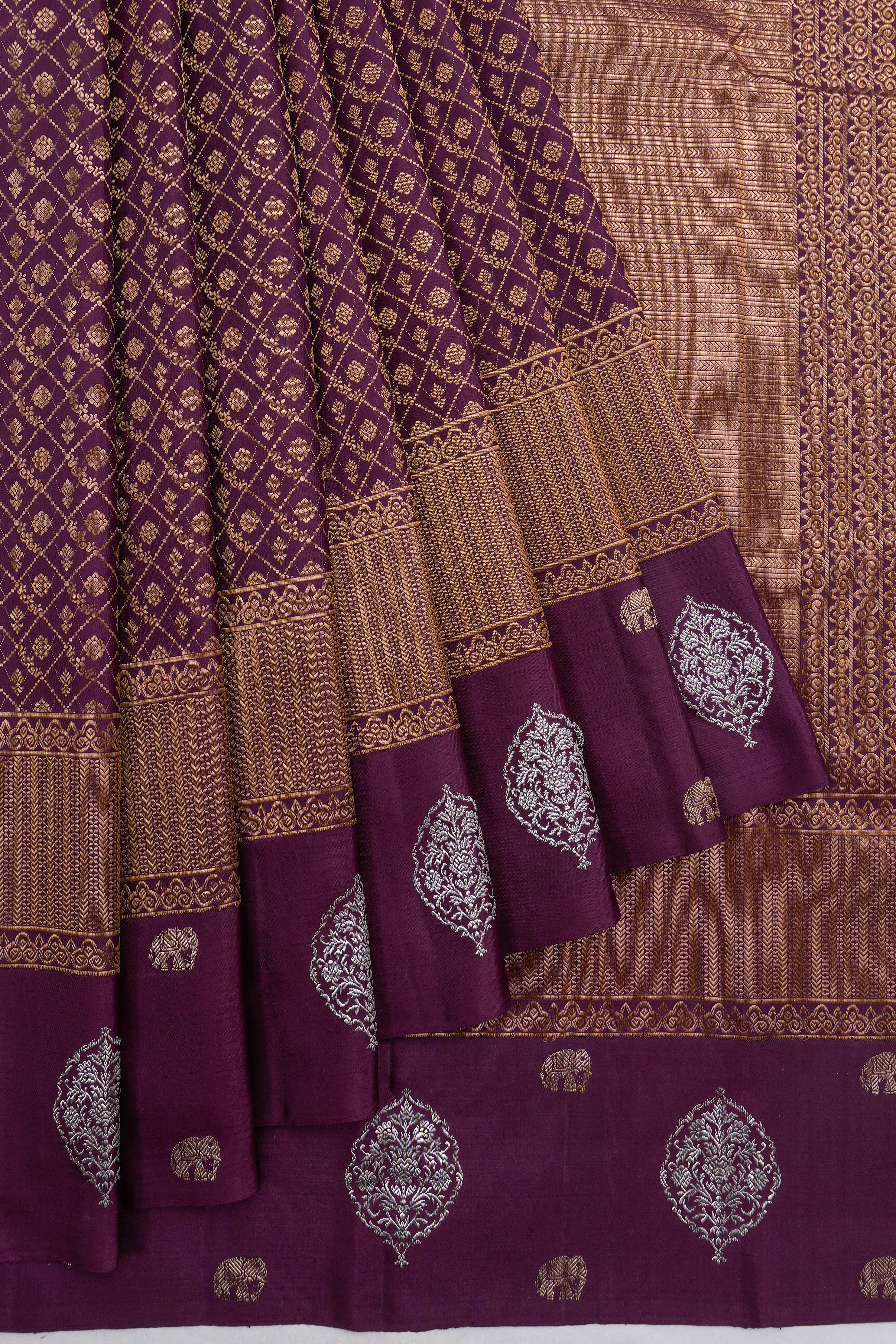Kanchipuram Silk Brocade Purple Saree