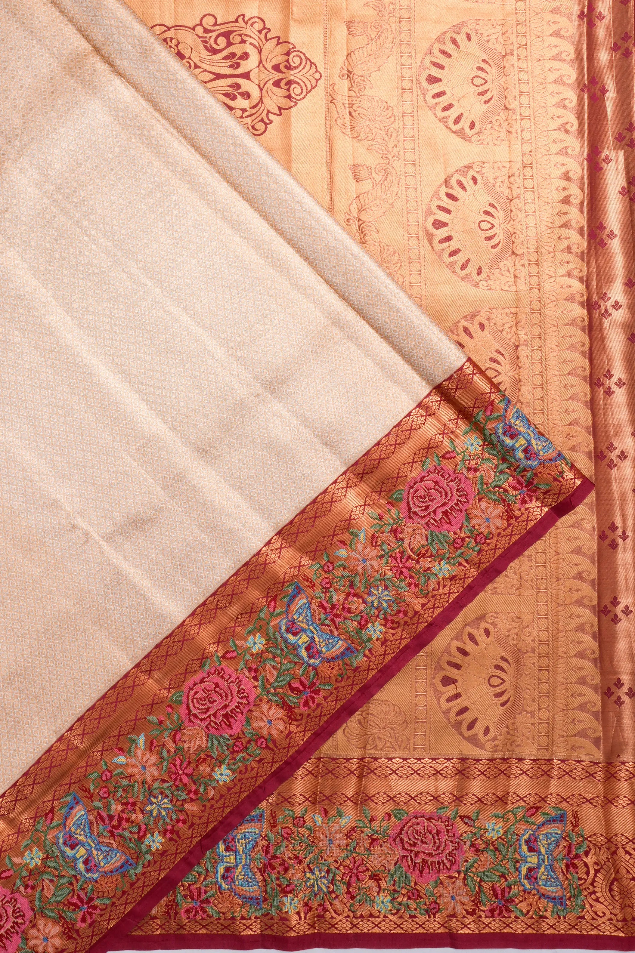 Soft Silk Brocade Gold Saree With Embroidery Border