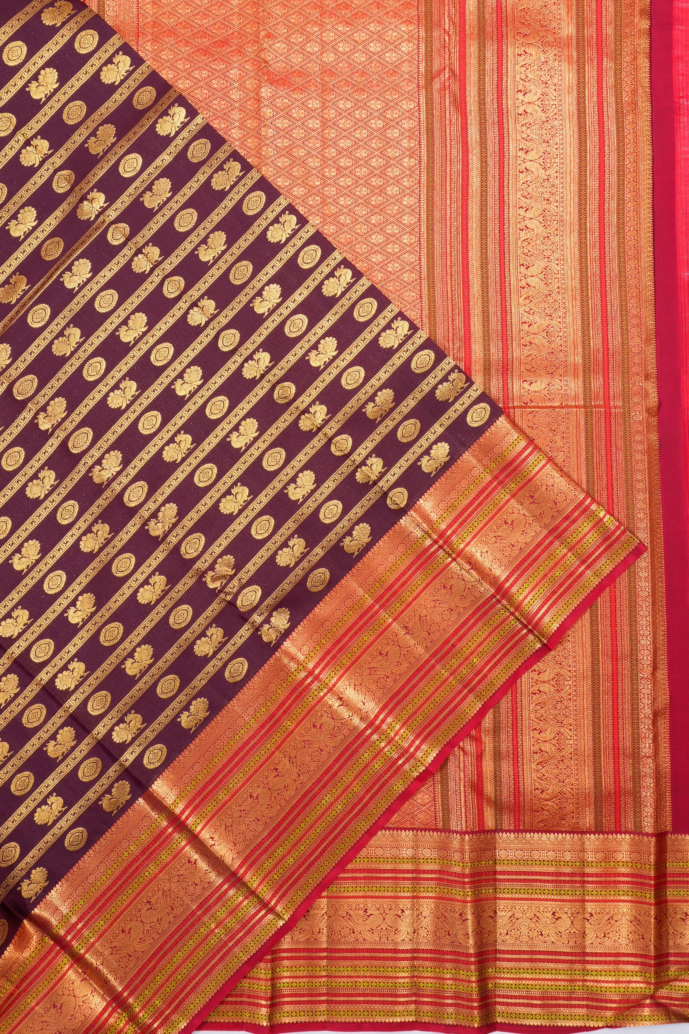 Taranga Kanchi Silk Lines And Butta Maroon Saree