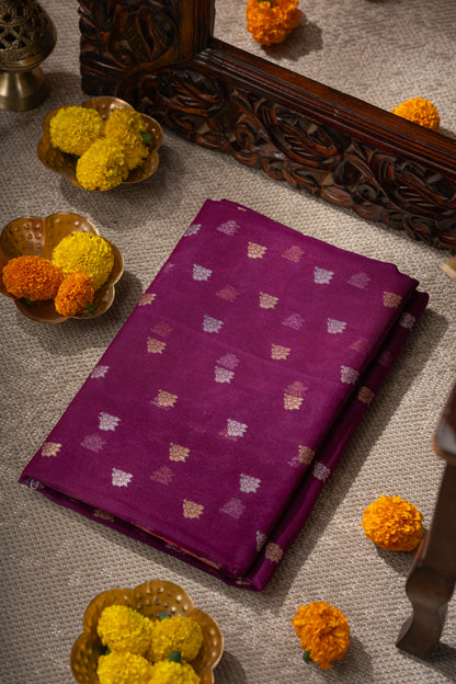 Banarasi Kora Organza Butta Purple Saree