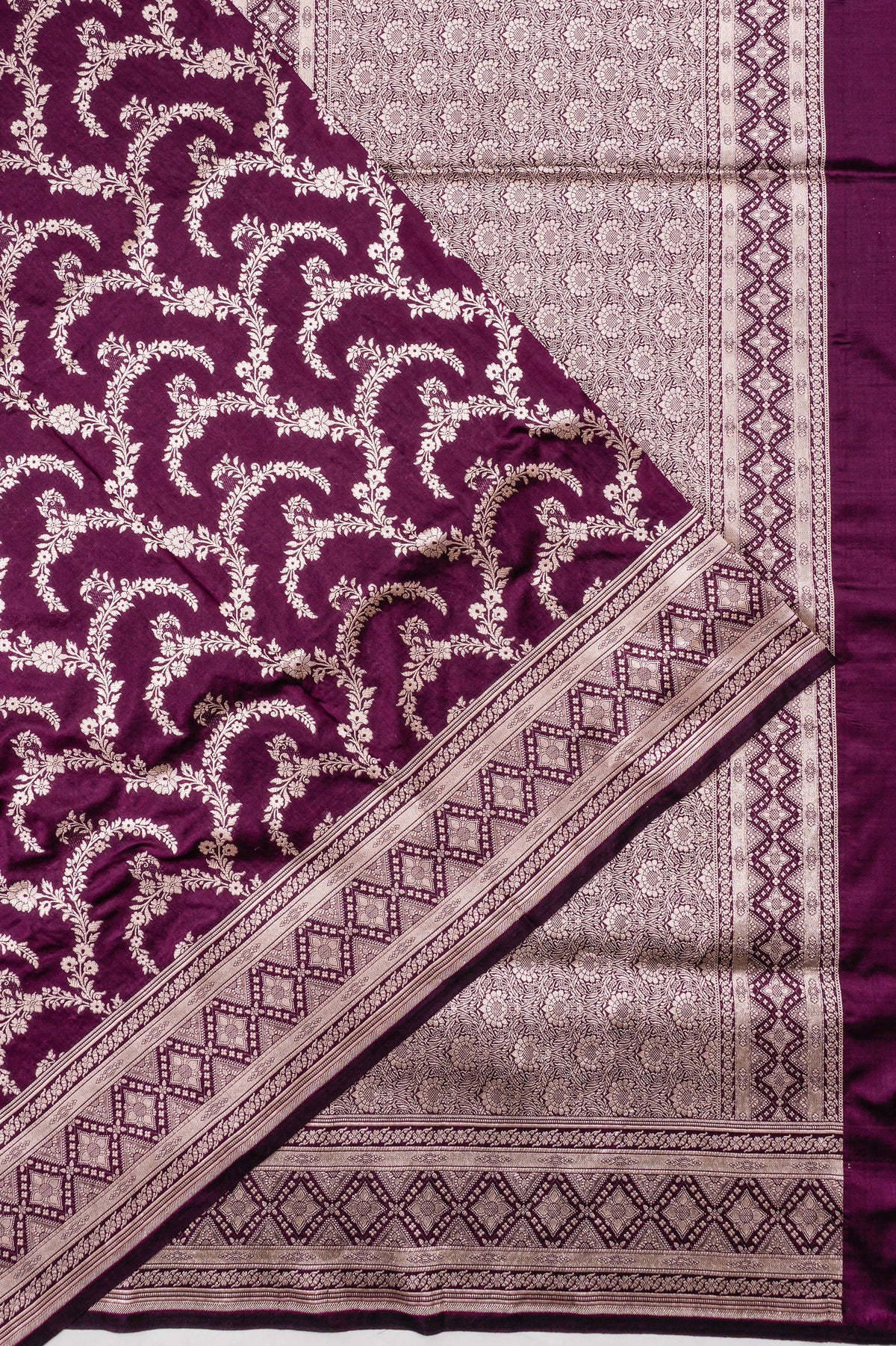 Vaanya Banaras Silk Butta Deep Purple Saree