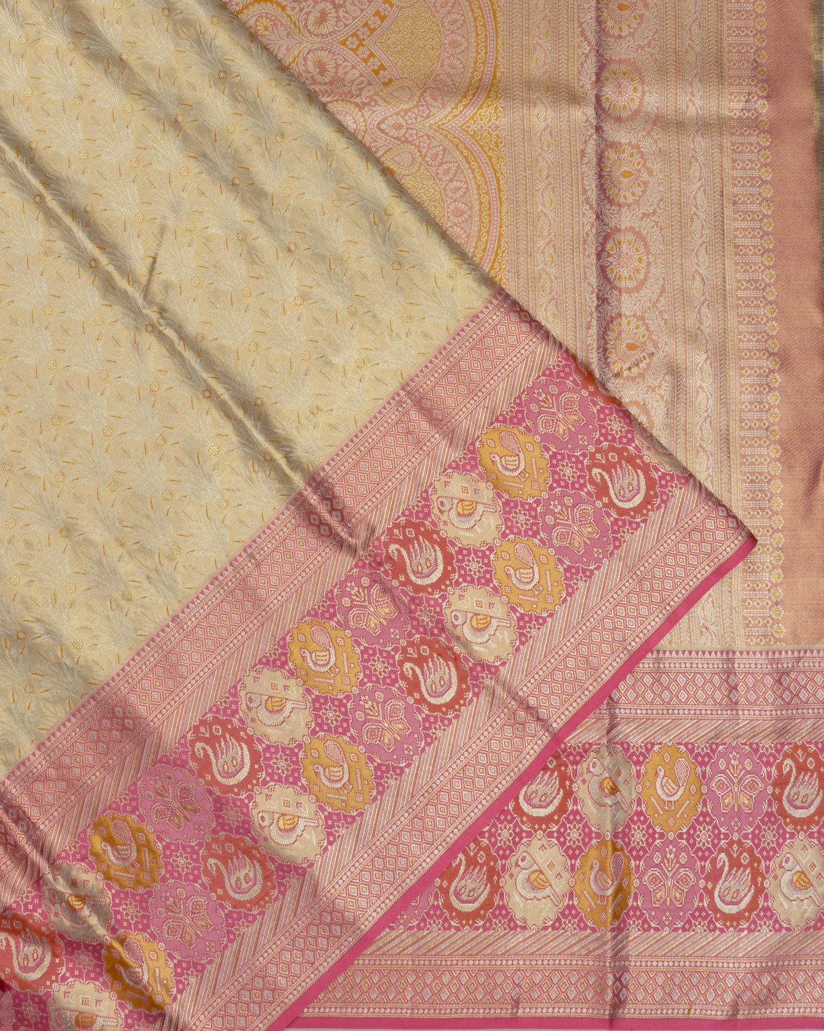 Kanchipuram Silk Tissue Brocade Gold Saree