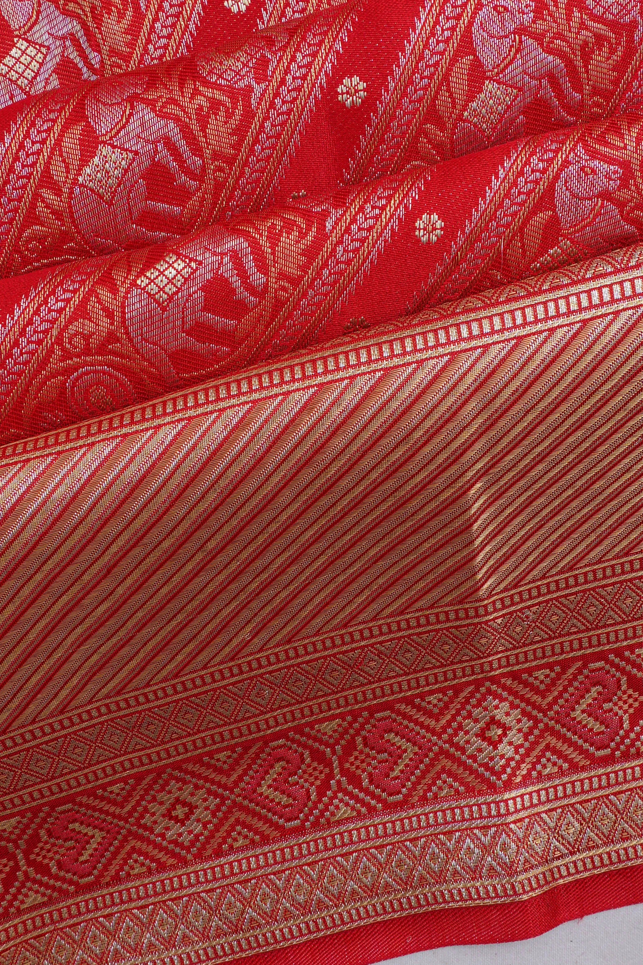 Kanchipuram Silk Jaal Red Saree