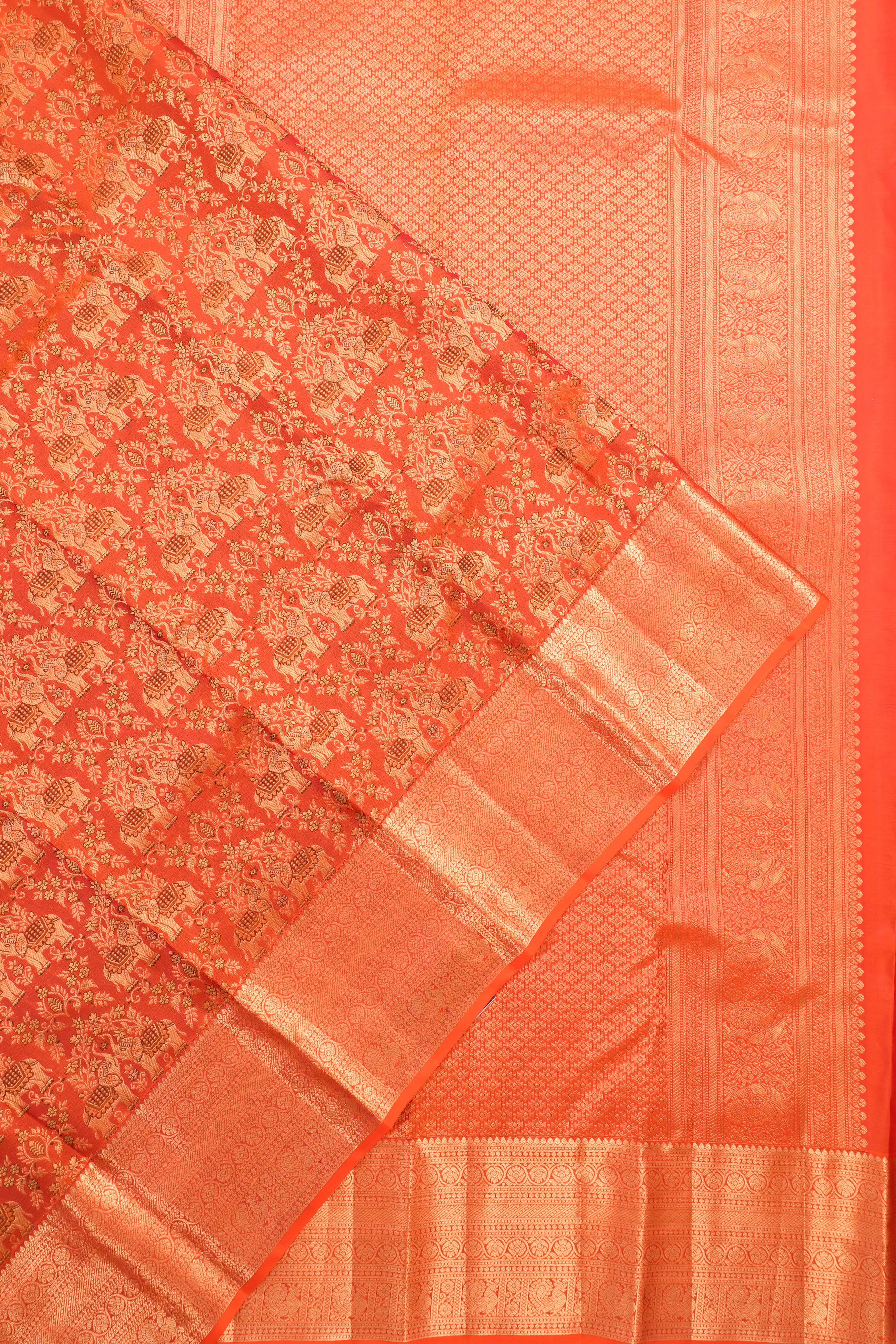 Taranga Kanchi Silk Brocade Orange Saree