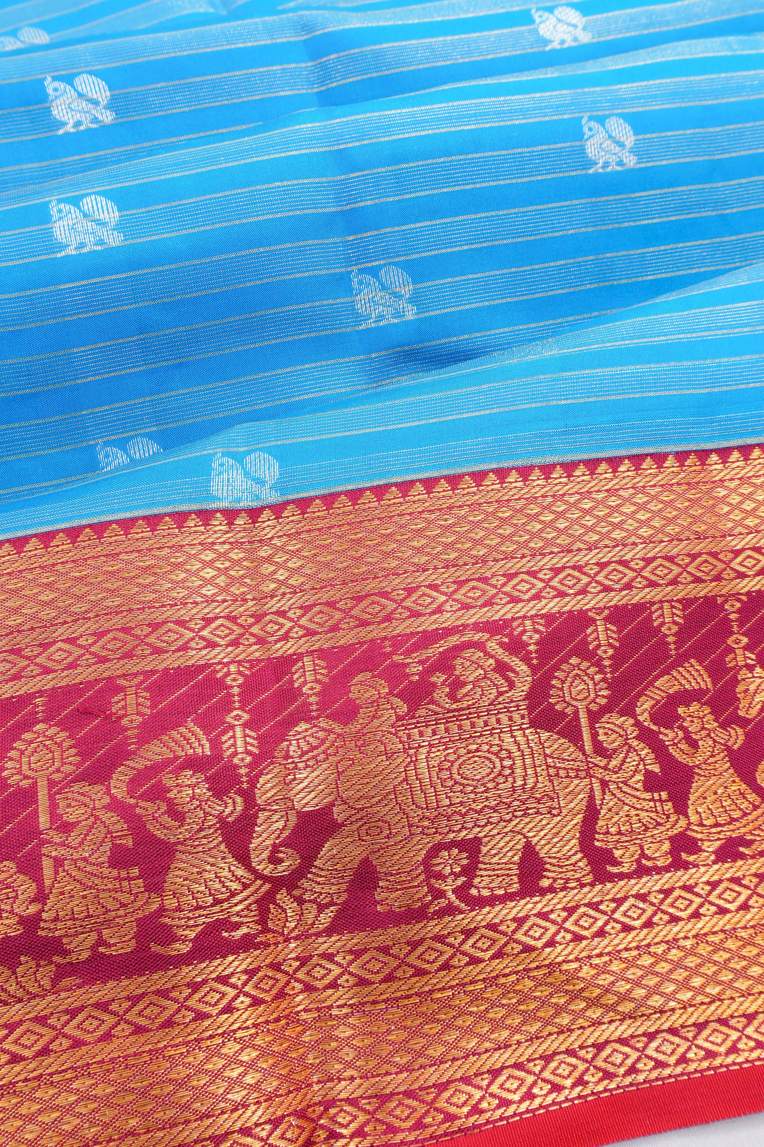 Taranga Kanchi Silk Lines And Butta Blue Saree