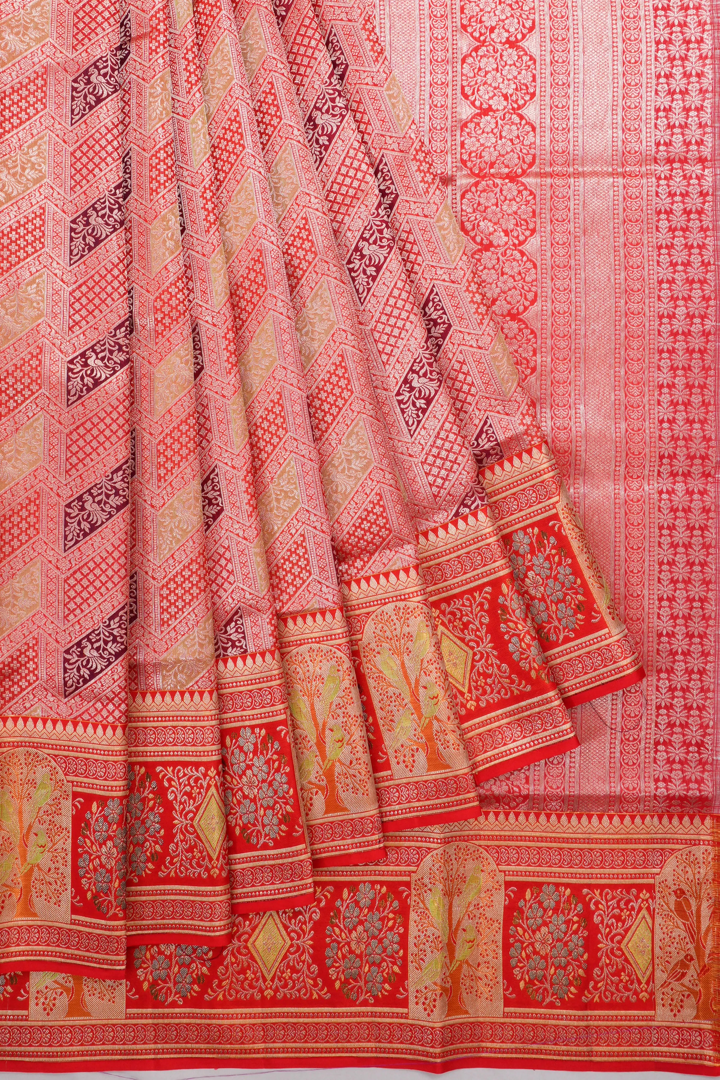 Kanchipuram Silk Brocade Red Saree