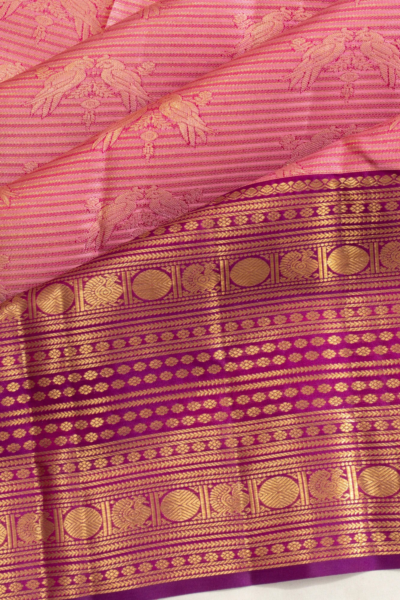 Taranga Kanchi Silk Lines And Butta Pink Saree
