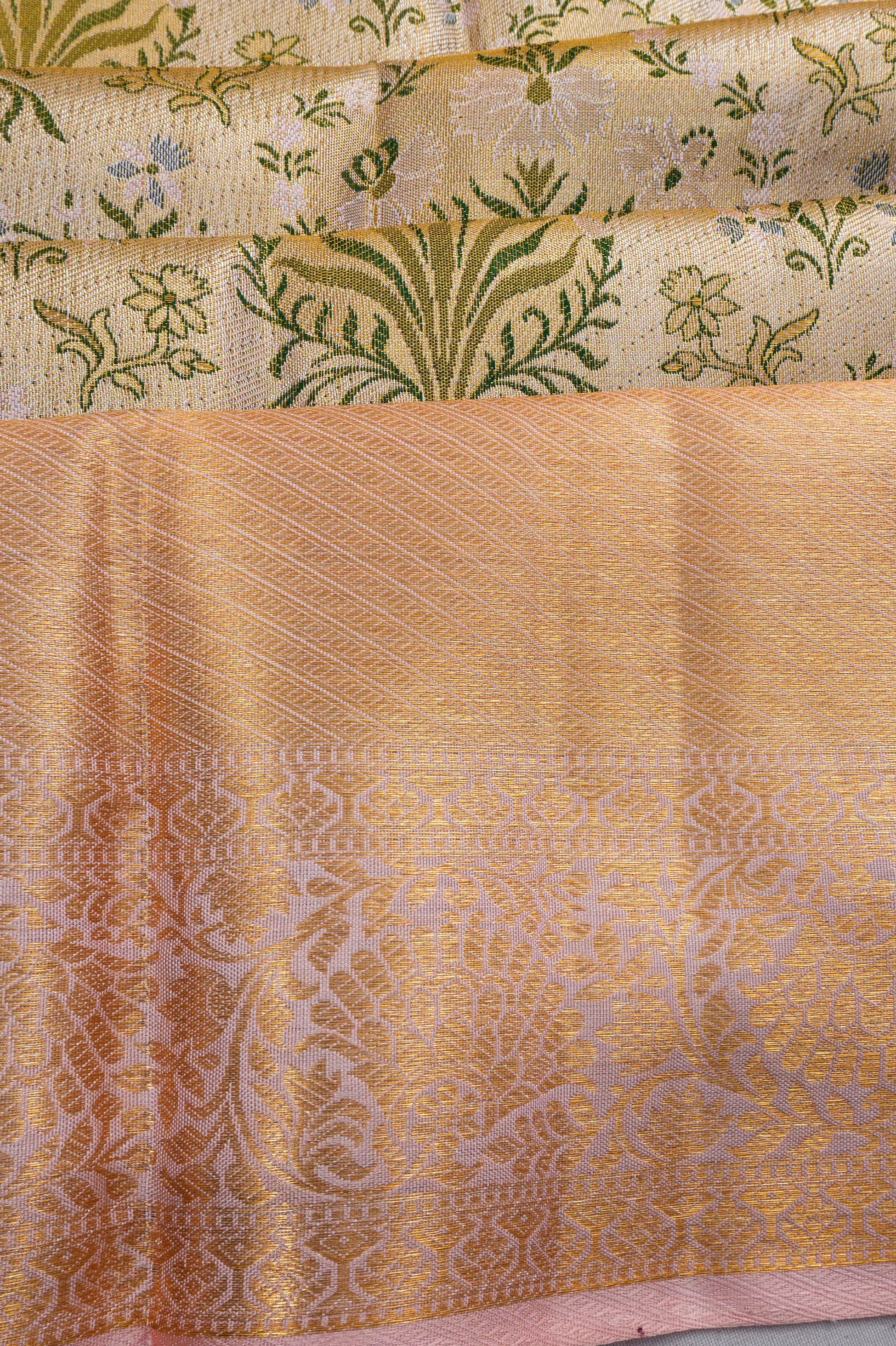 Kanchipuram Silk Tissue Brocade Gold Saree