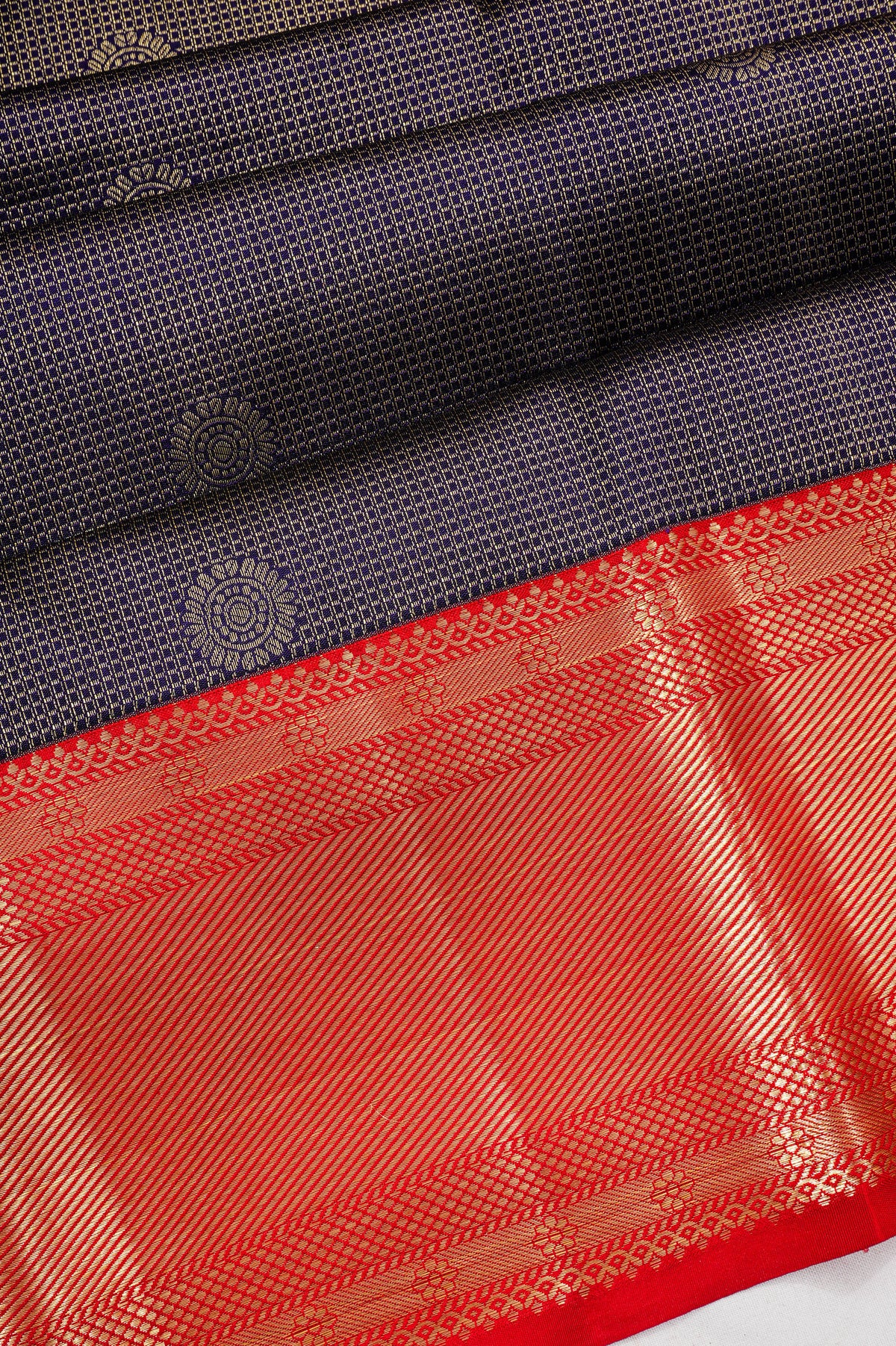 Taranga Kanchi Silk Checks And Butta Black Saree