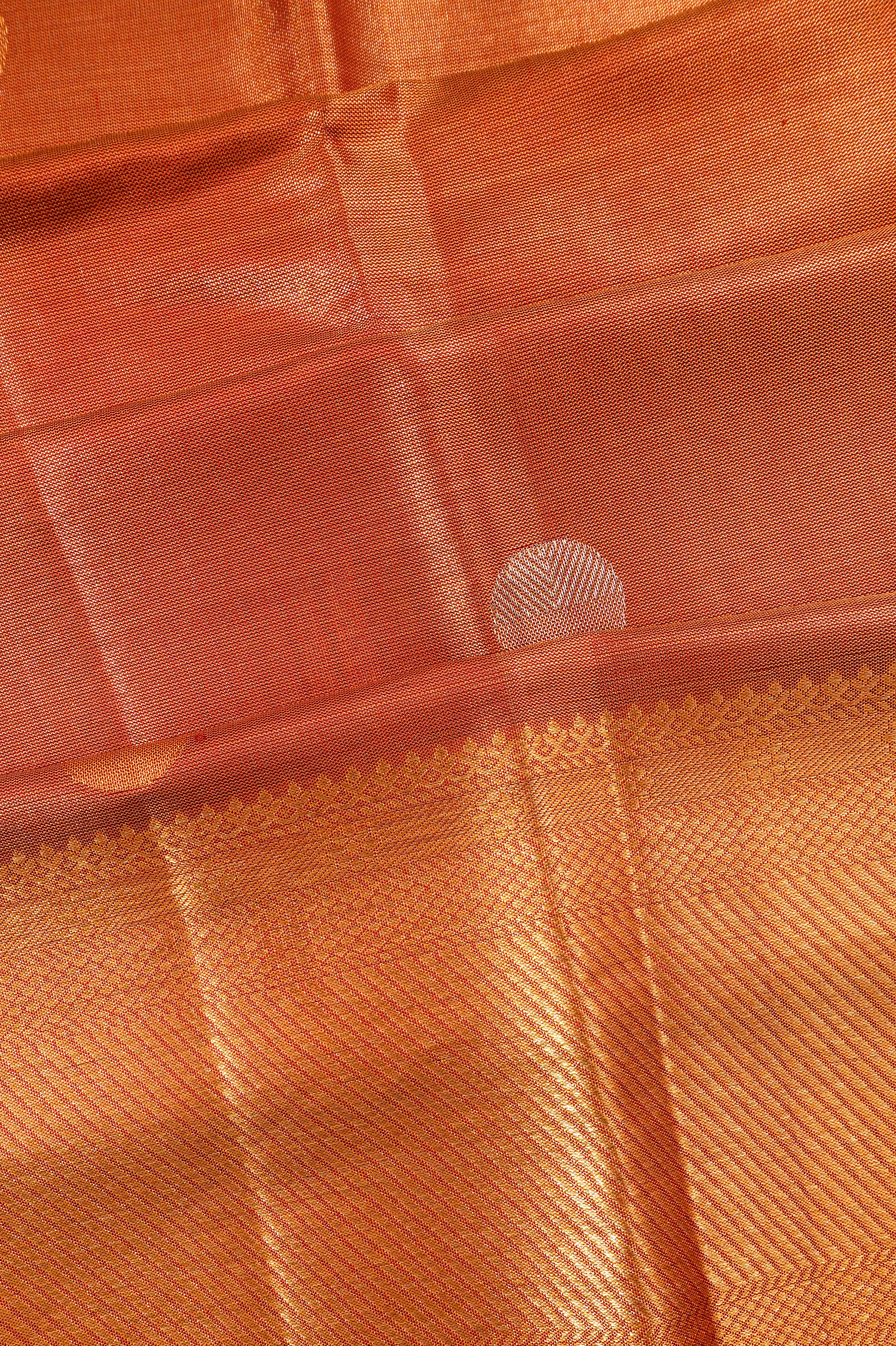 Taranga Kanchi Silk Tissue Butta Rust Brown Saree