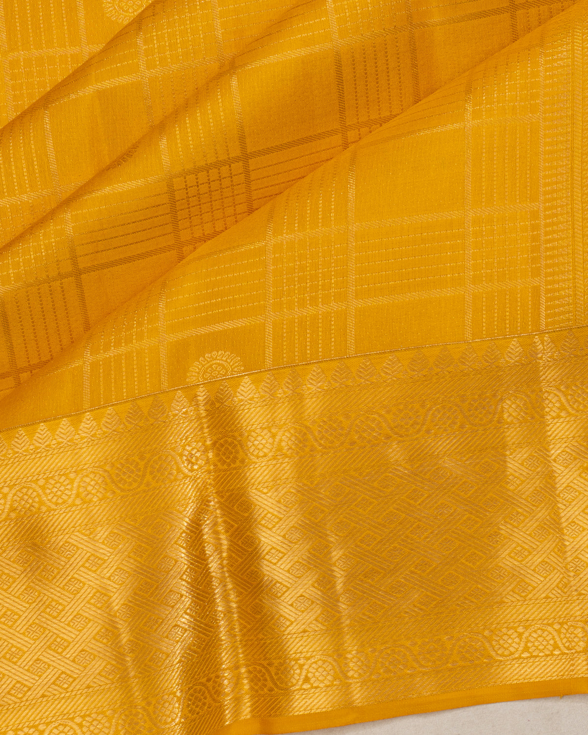 Taranga Kanchi Silk Checks And Butta Mustard Yellow Saree
