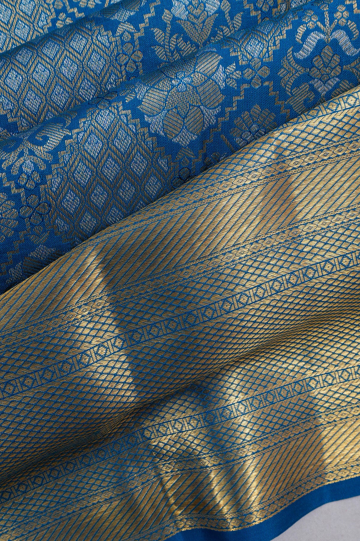 Kanchipuram Silk Brocade Blue Saree