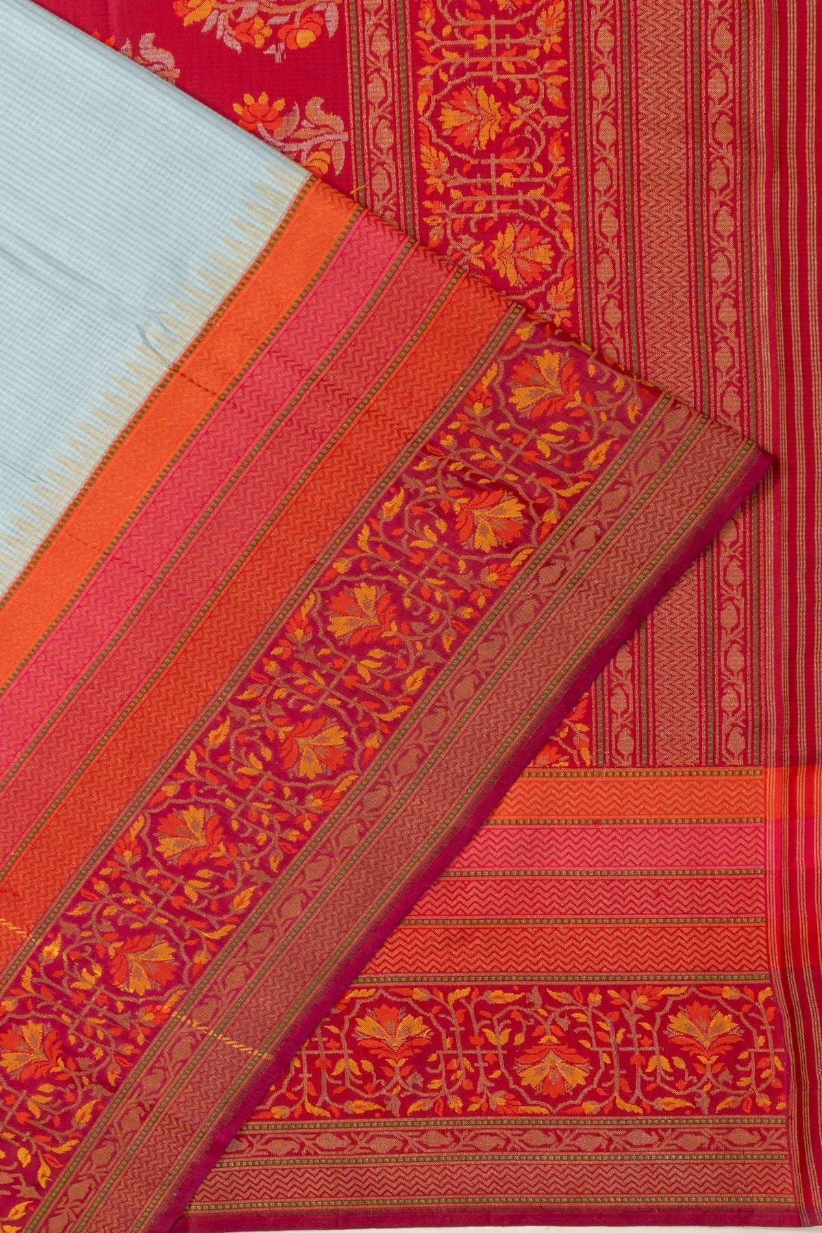Banarasi Silk Checks Pastel Blue Saree