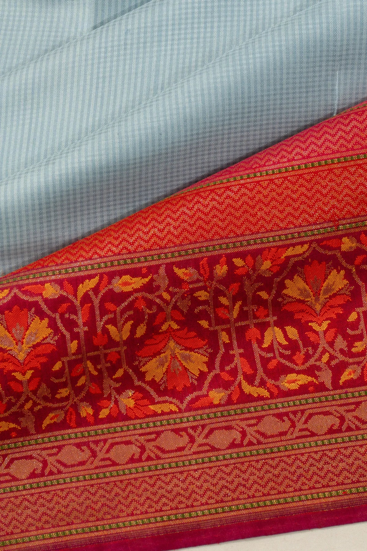 Banarasi Silk Checks Pastel Blue Saree