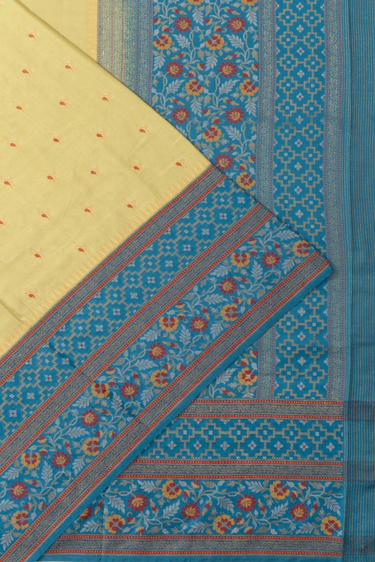 Banarasi Silk Kadwa Butta Pale Yellow Saree