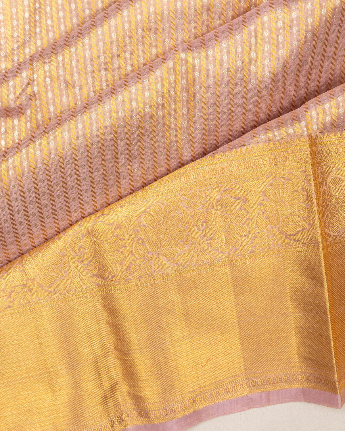 Kanchipuram Silk Tissue Lines Pink Saree