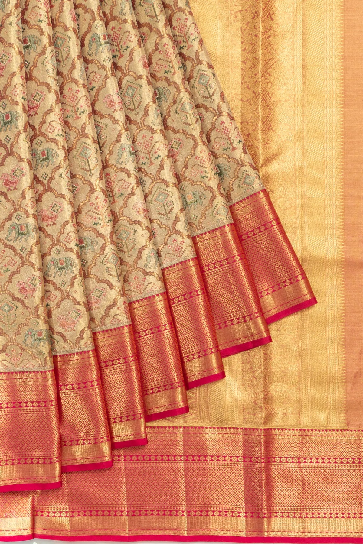 Taranga Kanchi Silk Tissue Brocade Gold Saree