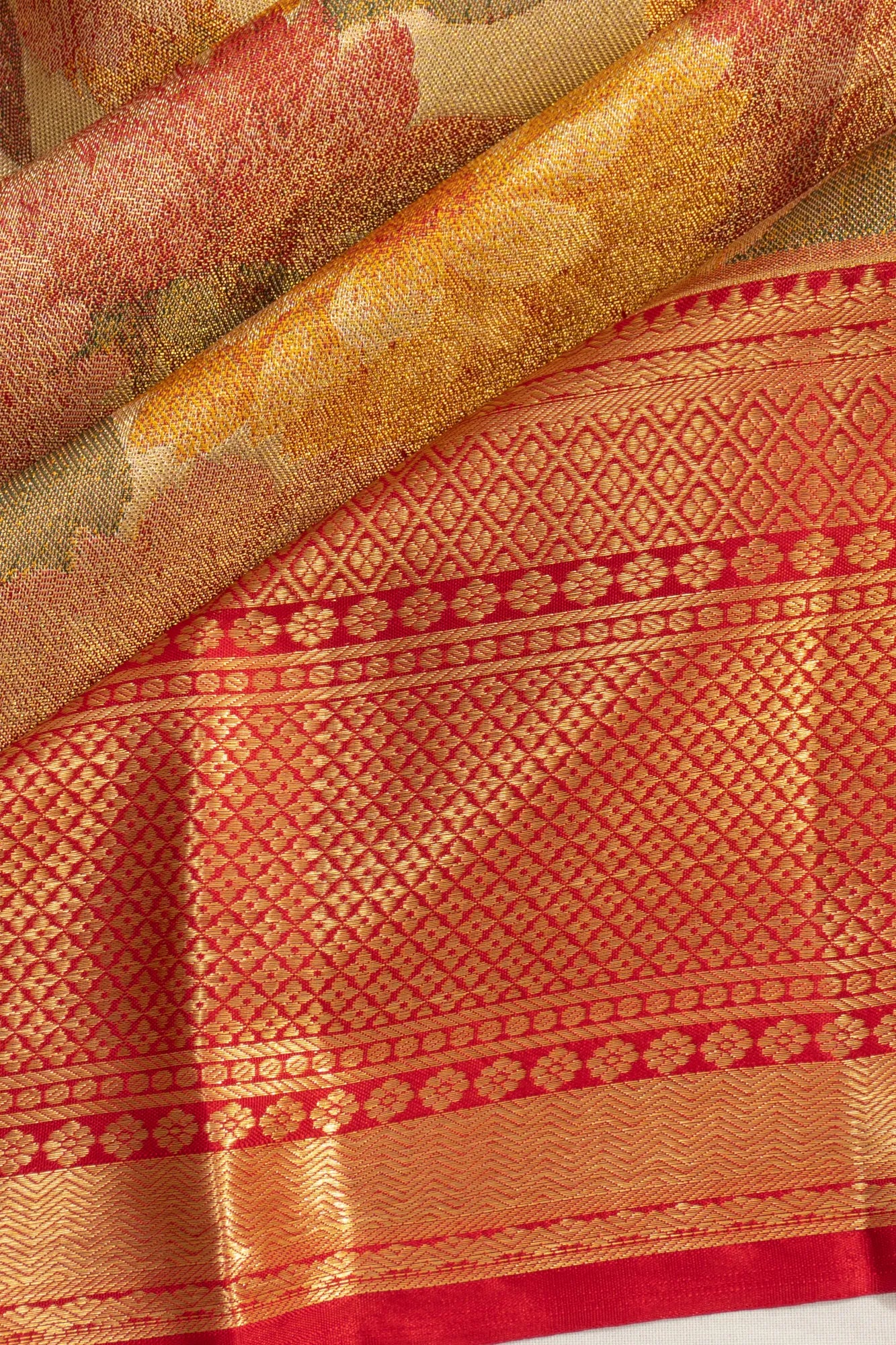 Kanchipuram Silk Tissue Brocade Gold Saree
