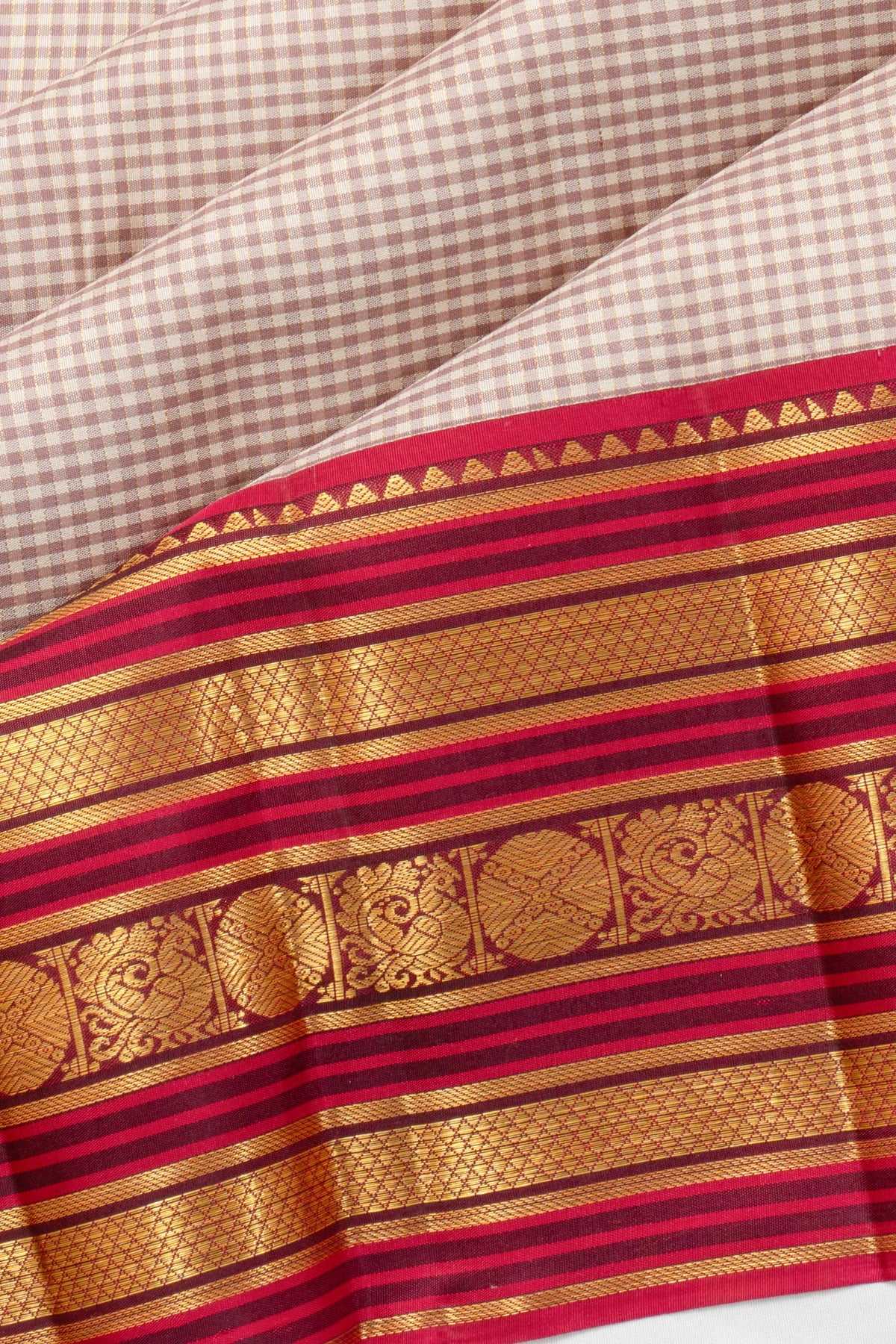 Taranga Kanchi Silk Checks White Saree